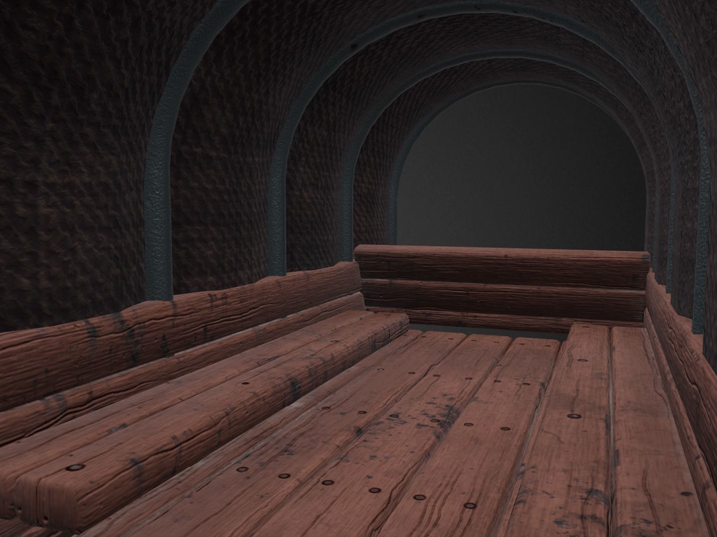 Wagon wooden covered Low-poly 3D model_11