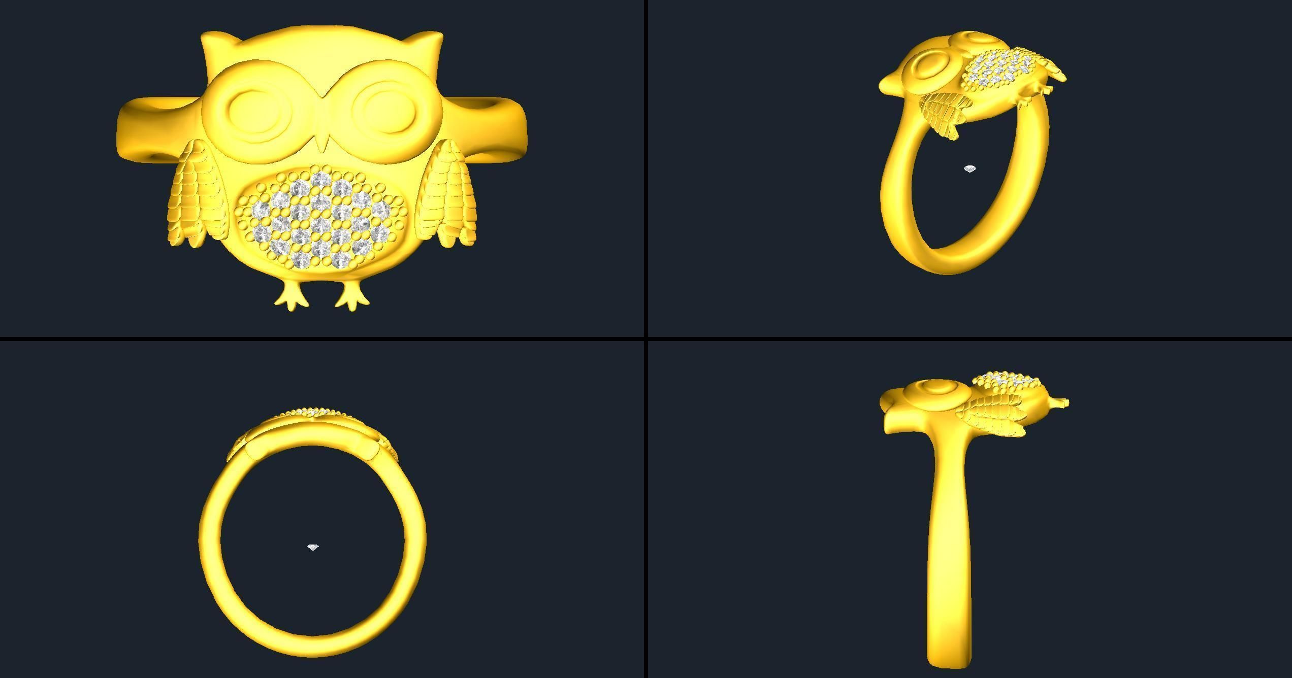 Anillo buho   Owl ring 3D model_4