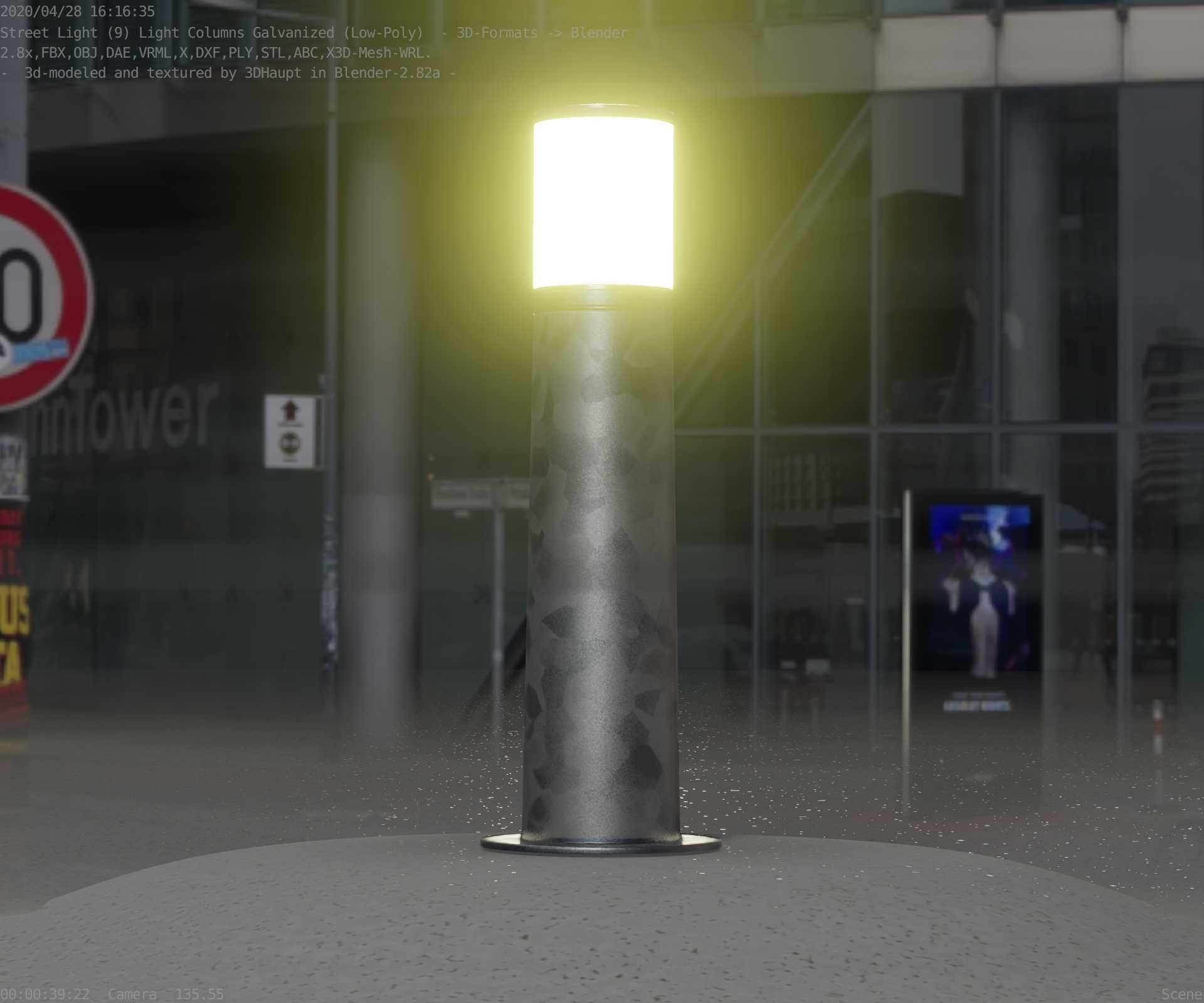 Galvanized Light-Column -10- Street-Light 9 Low-poly 3D model_23