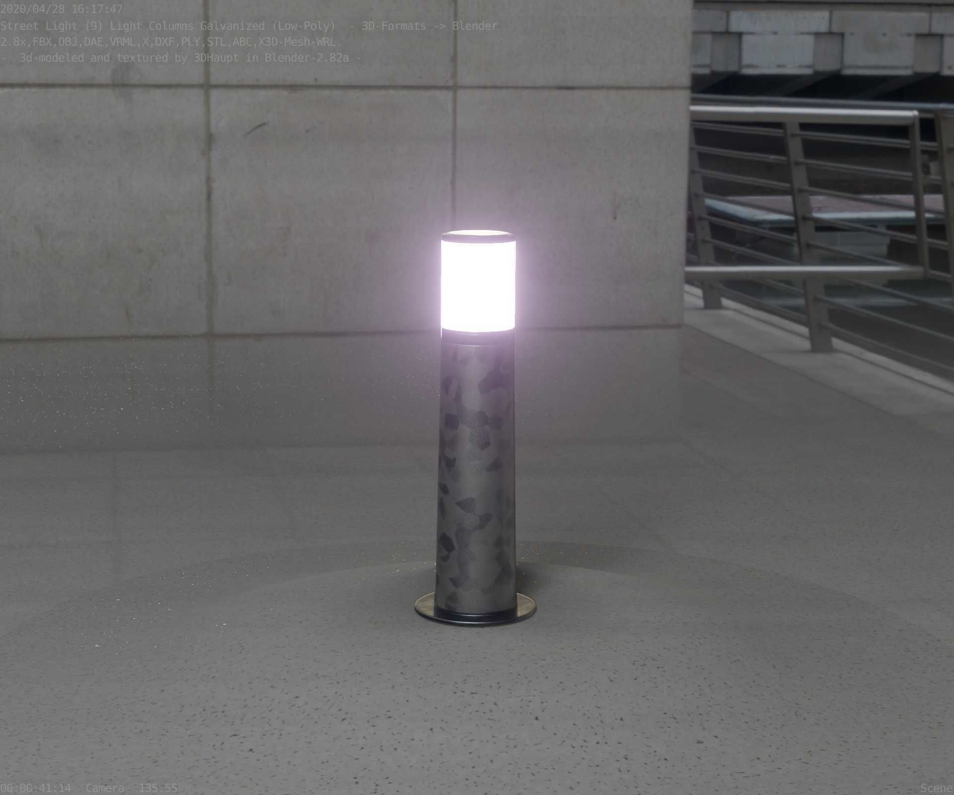 Galvanized Light-Column -10- Street-Light 9 Low-poly 3D model_98