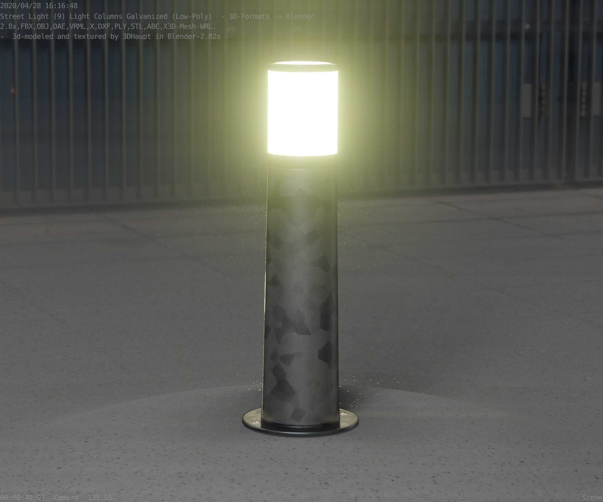 Galvanized Light-Column -10- Street-Light 9 Low-poly 3D model_32