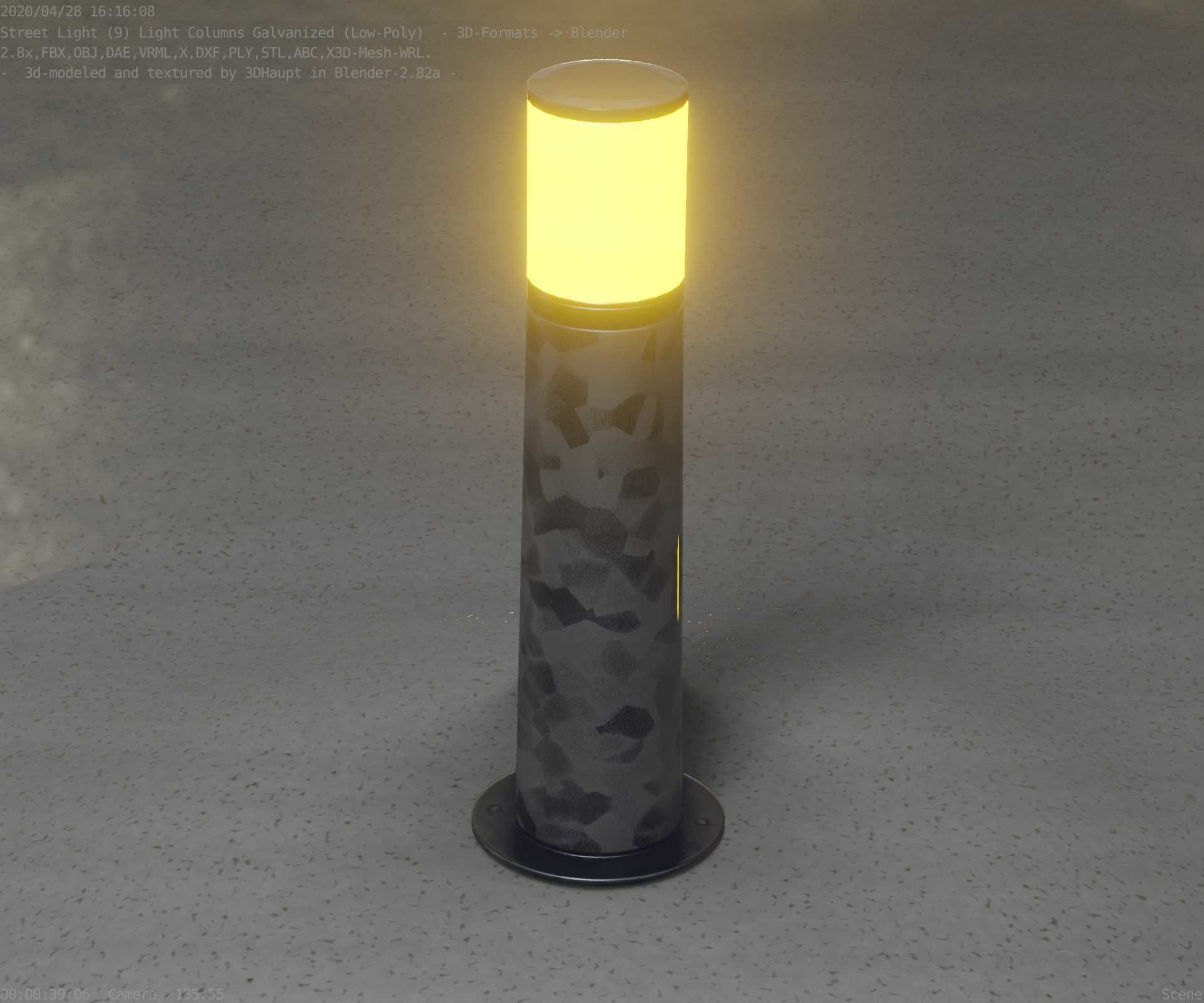 Galvanized Light-Column -10- Street-Light 9 Low-poly 3D model_57