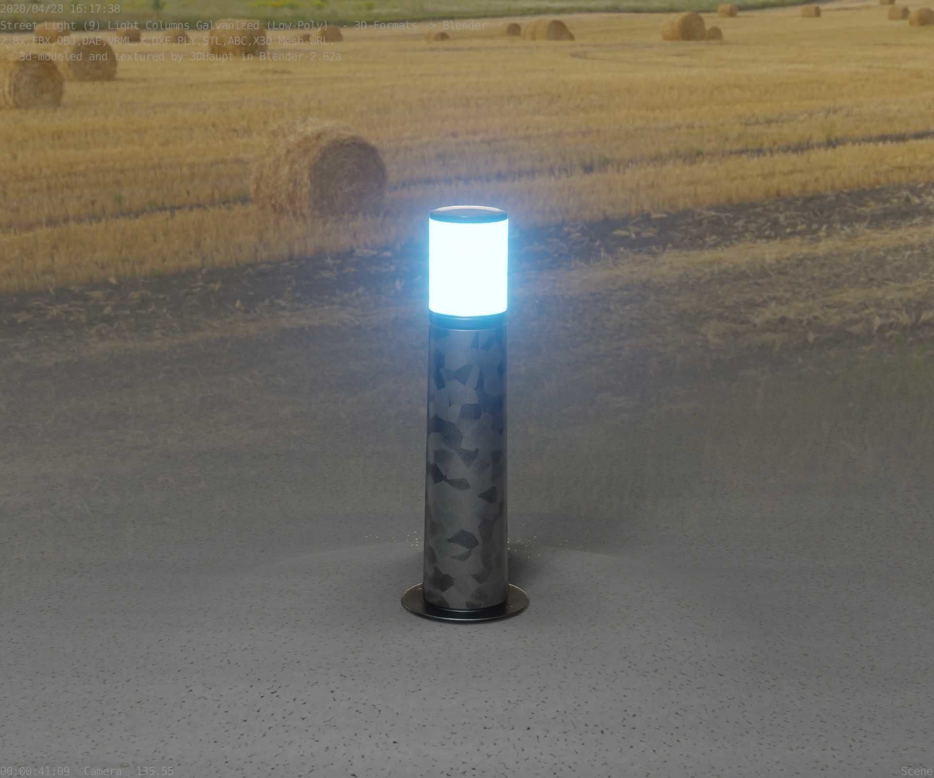 Galvanized Light-Column -10- Street-Light 9 Low-poly 3D model_93
