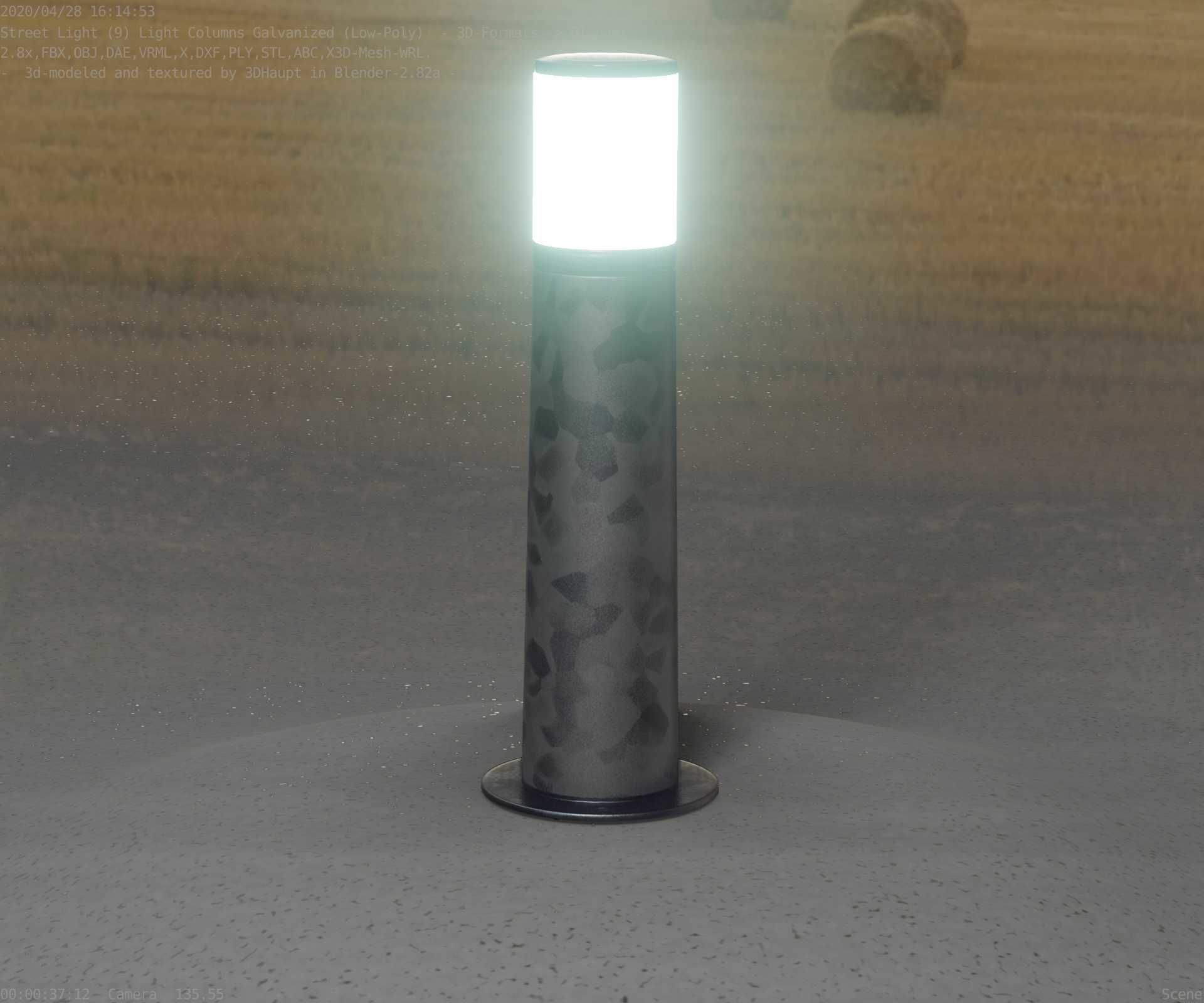 Galvanized Light-Column -10- Street-Light 9 Low-poly 3D model_2