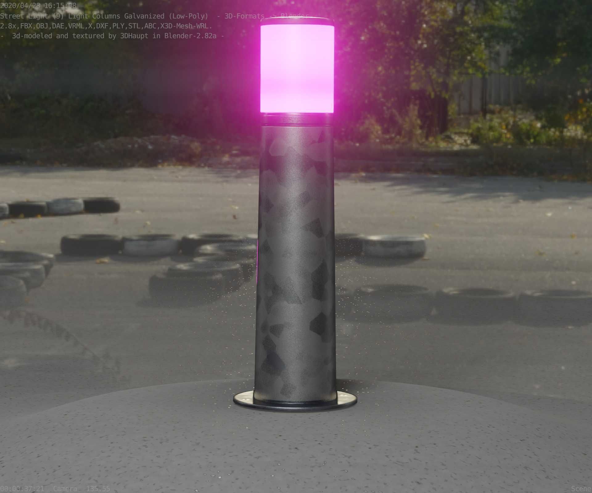 Galvanized Light-Column -10- Street-Light 9 Low-poly 3D model_10