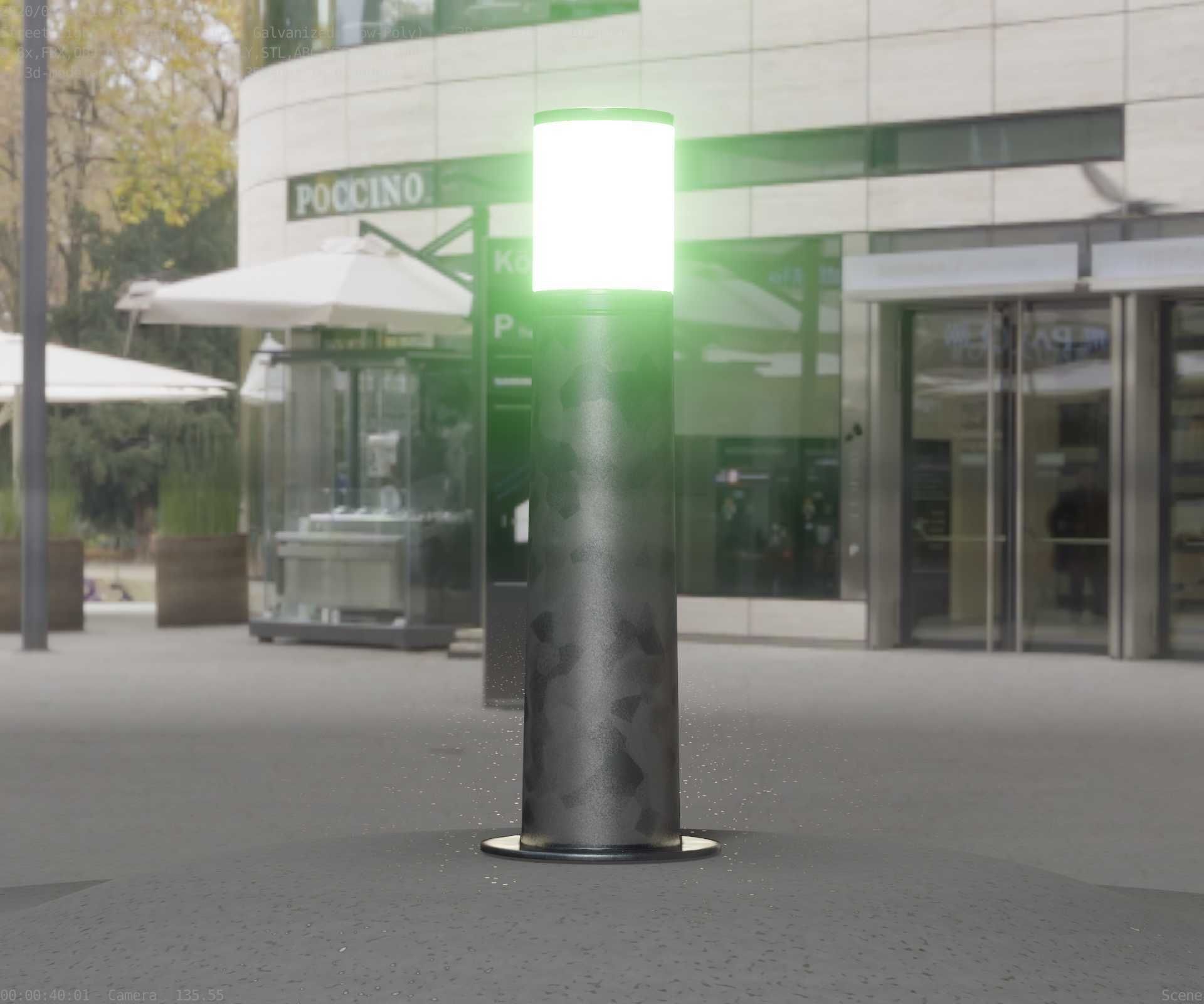 Galvanized Light-Column -10- Street-Light 9 Low-poly 3D model_26