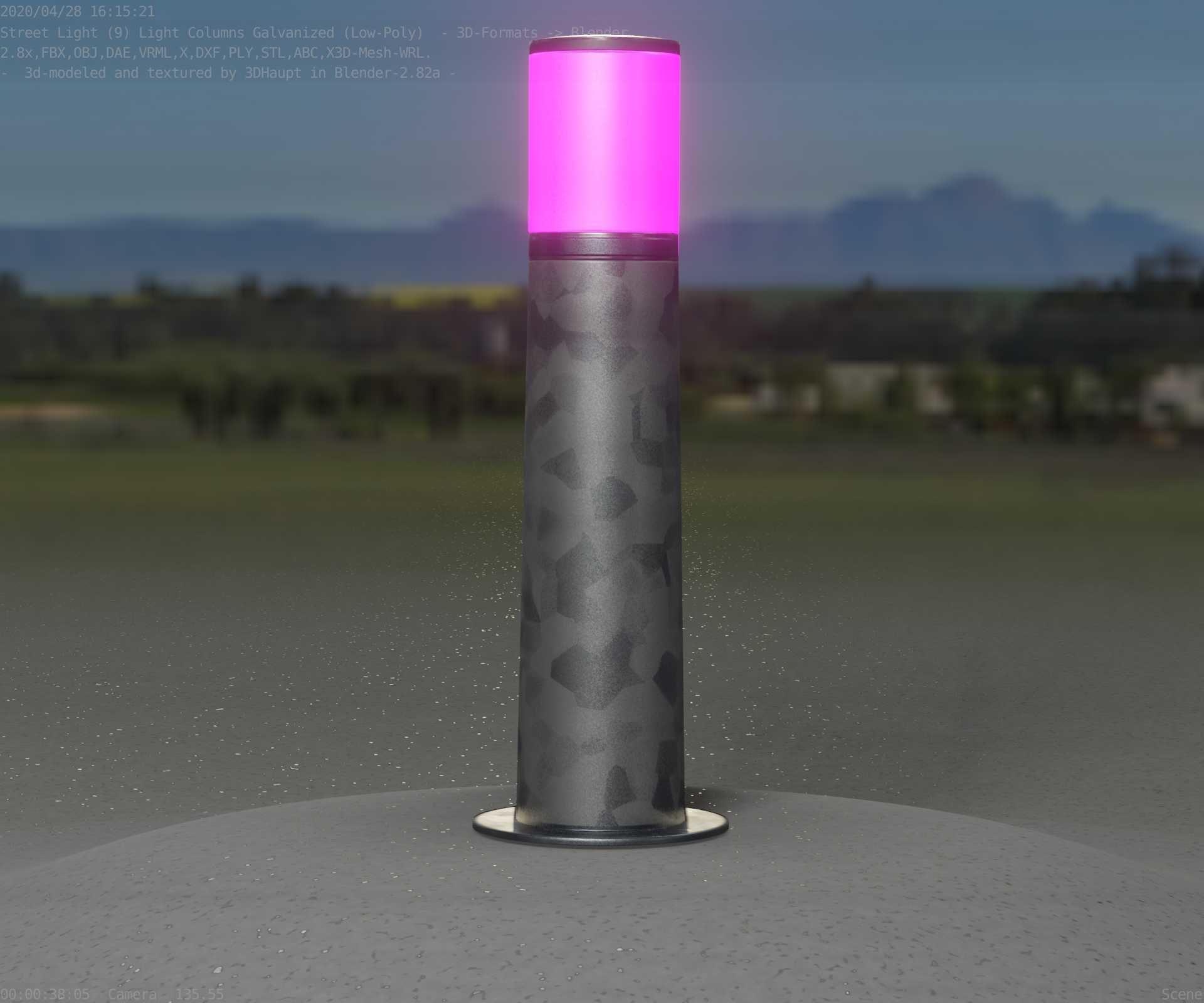 Galvanized Light-Column -10- Street-Light 9 Low-poly 3D model_18