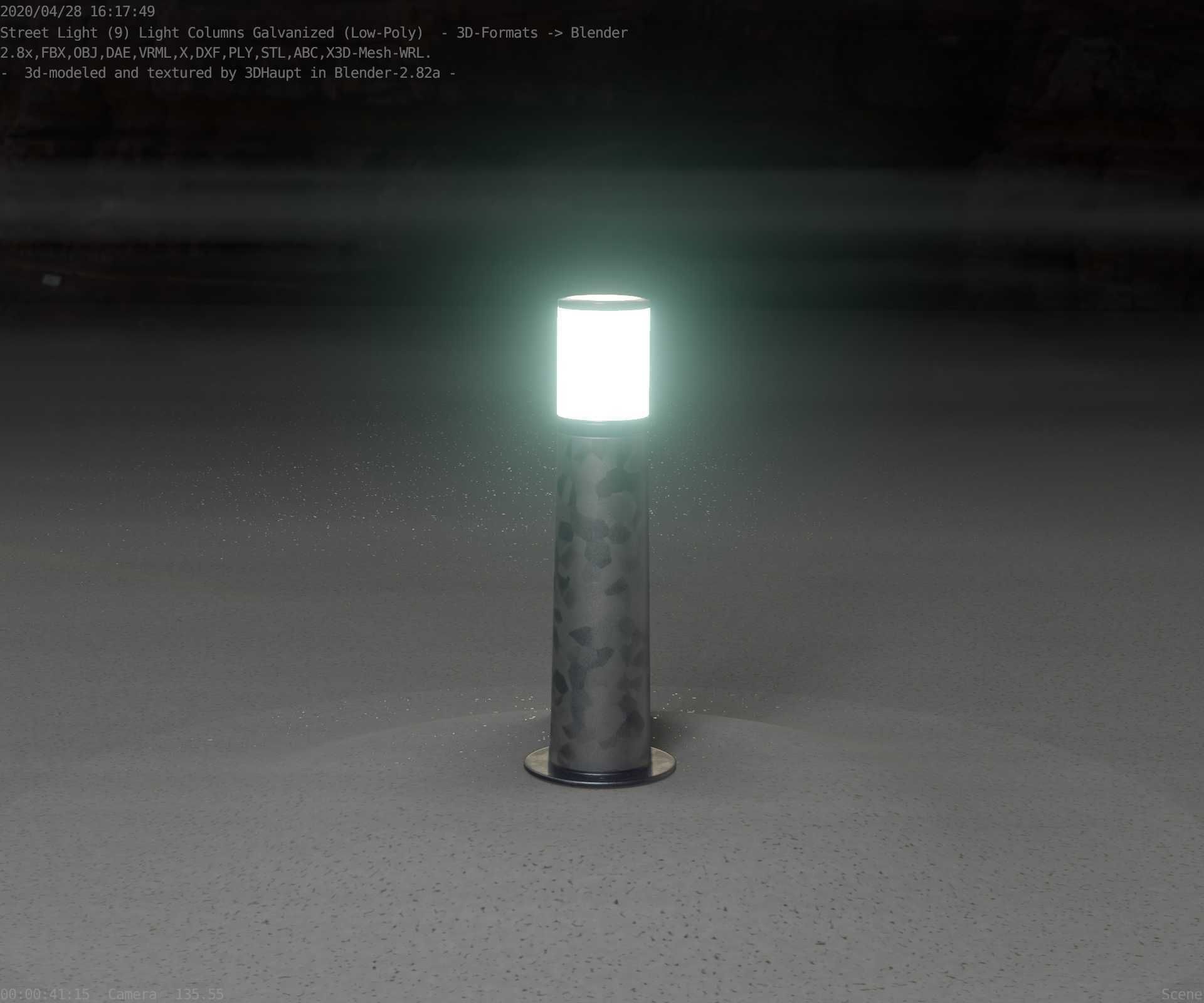 Galvanized Light-Column -10- Street-Light 9 Low-poly 3D model_99
