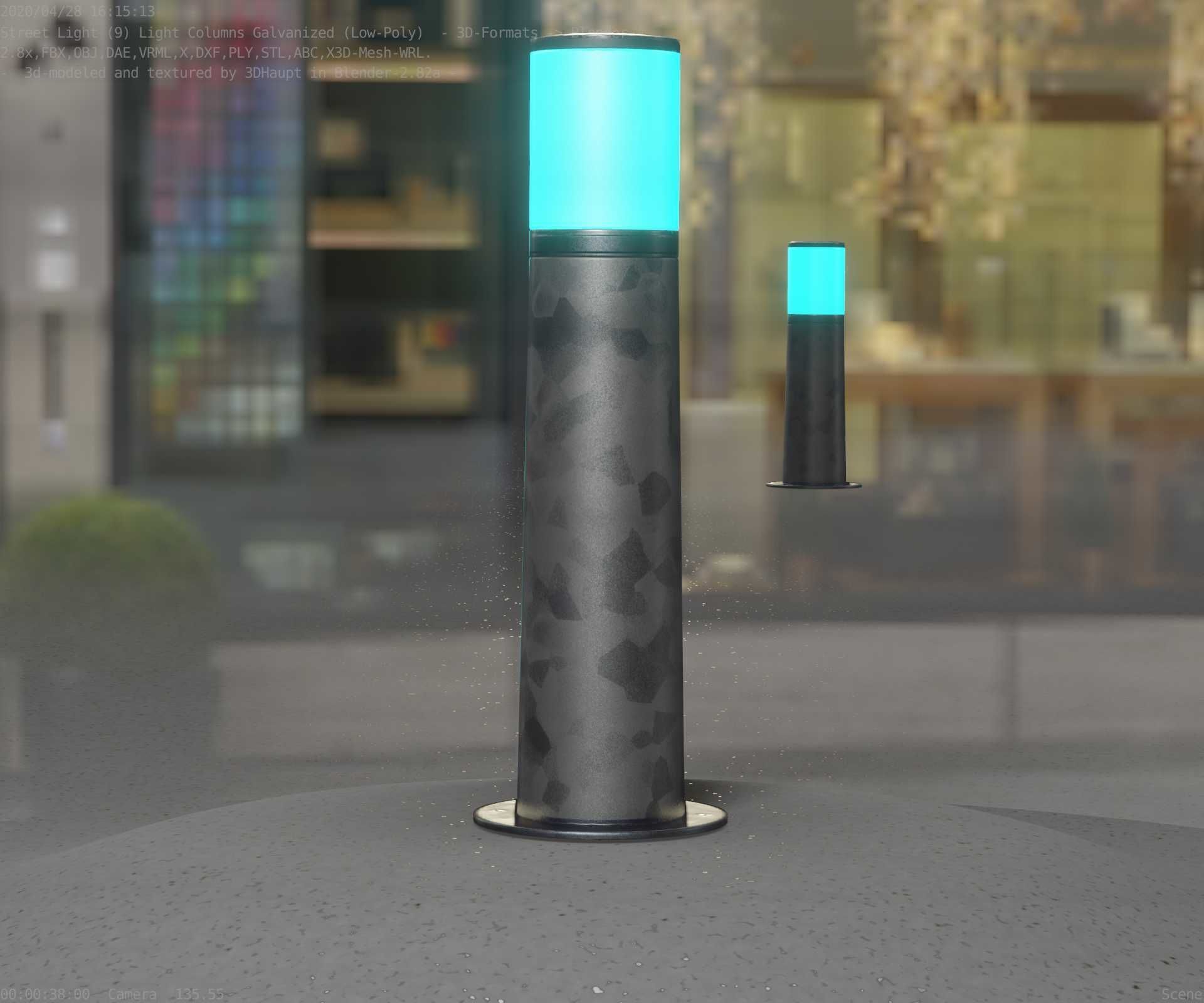 Galvanized Light-Column -10- Street-Light 9 Low-poly 3D model_13
