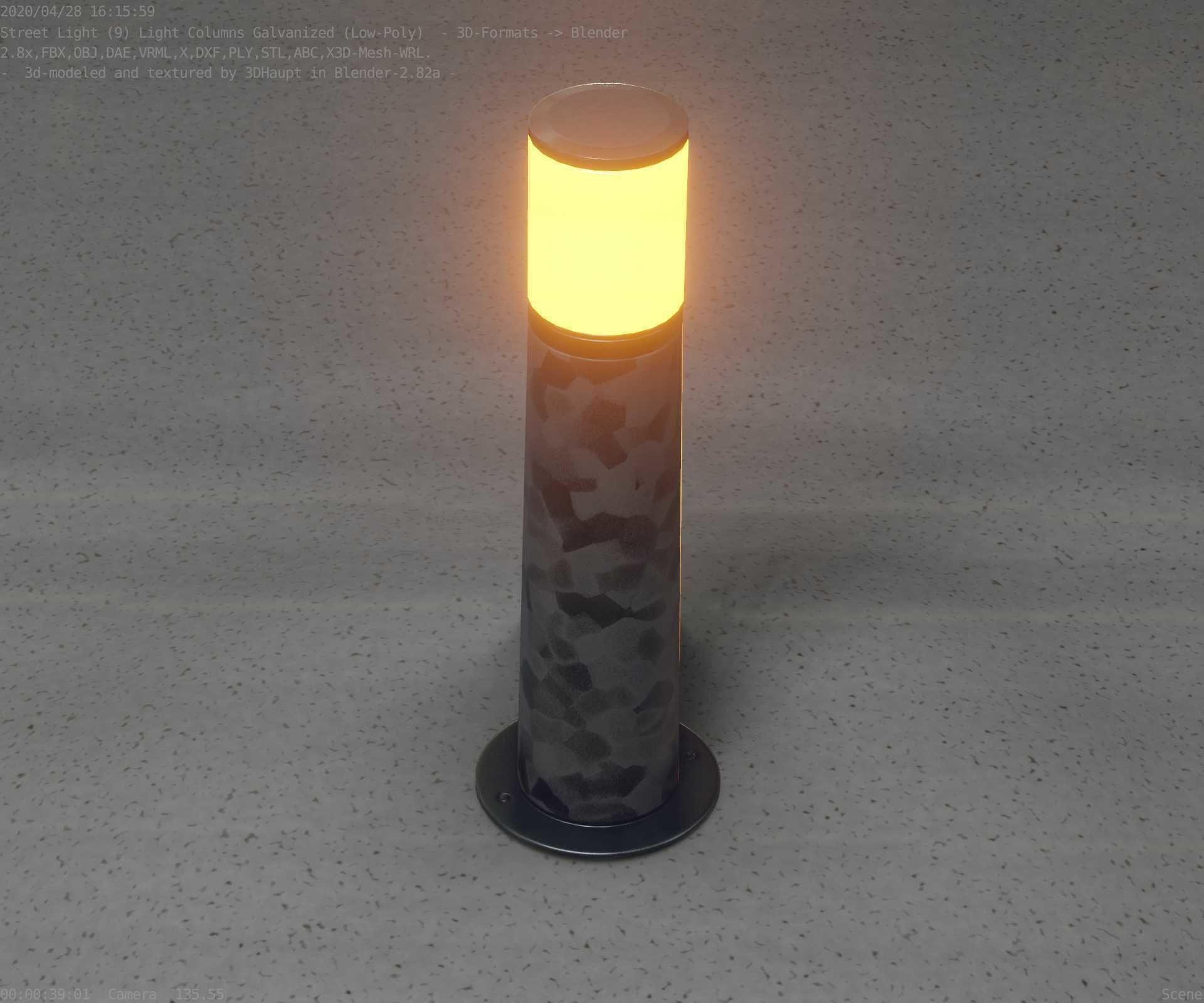Galvanized Light-Column -10- Street-Light 9 Low-poly 3D model_52