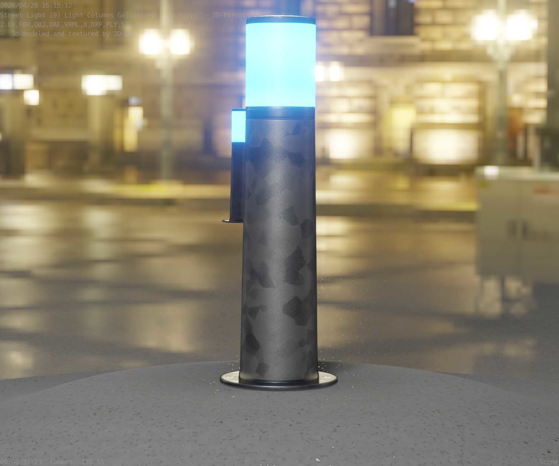 Galvanized Light-Column -10- Street-Light 9 Low-poly 3D model_12