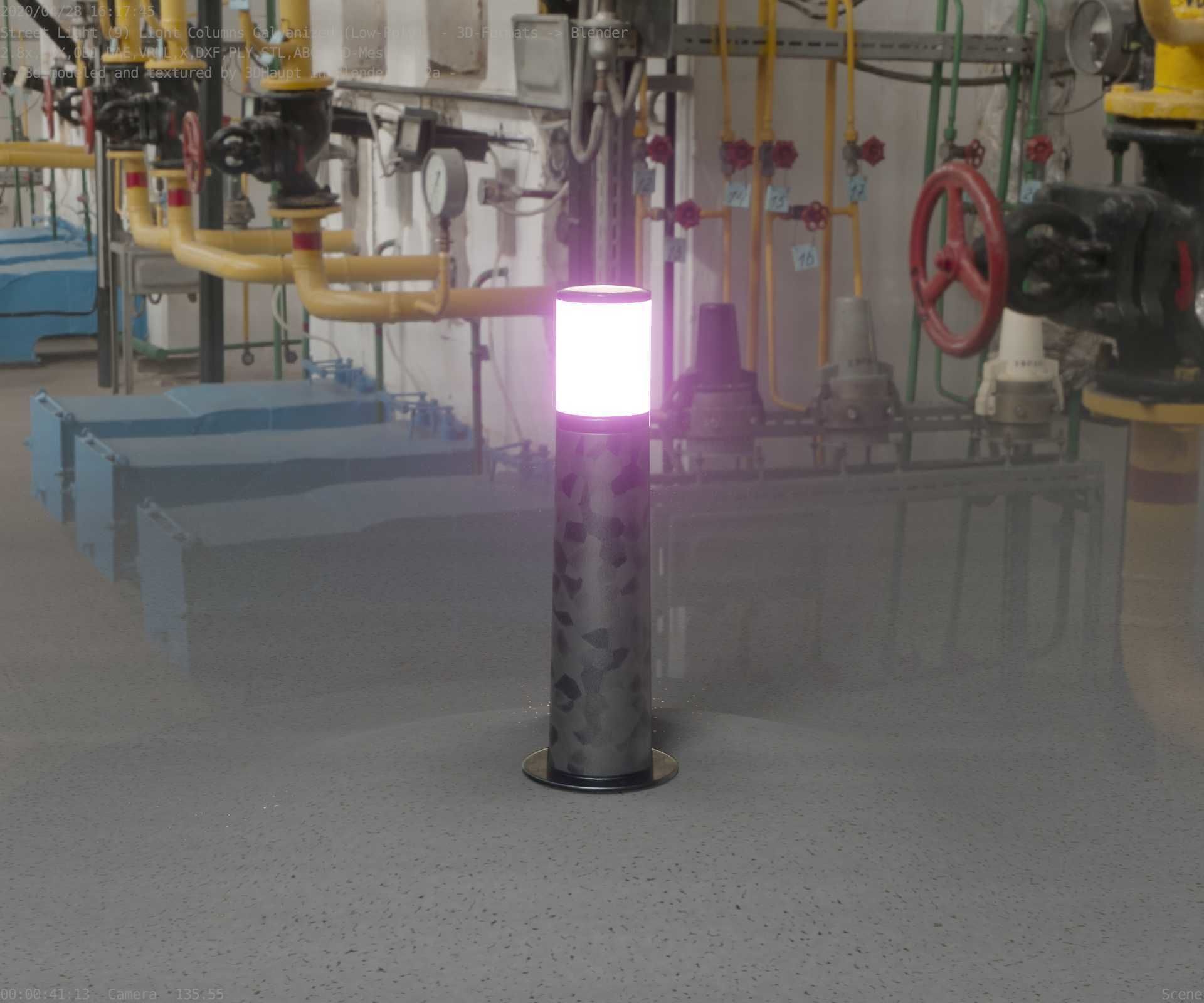 Galvanized Light-Column -10- Street-Light 9 Low-poly 3D model_97