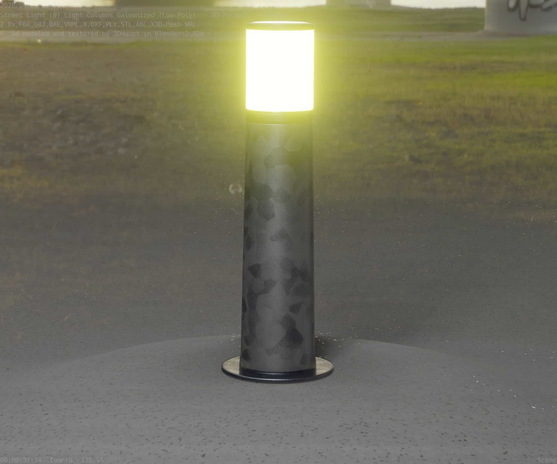 Galvanized Light-Column -10- Street-Light 9 Low-poly 3D model_4
