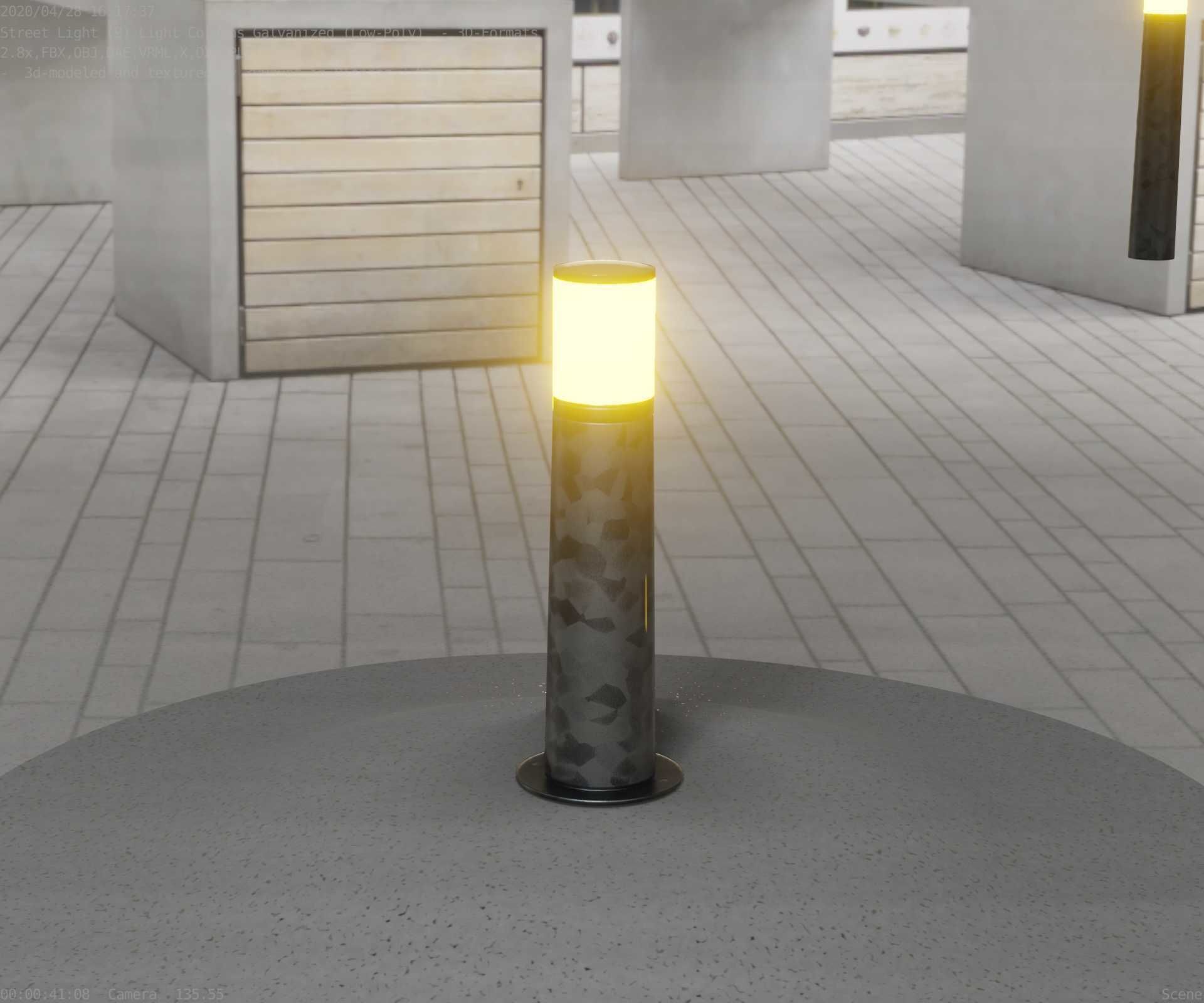 Galvanized Light-Column -10- Street-Light 9 Low-poly 3D model_92