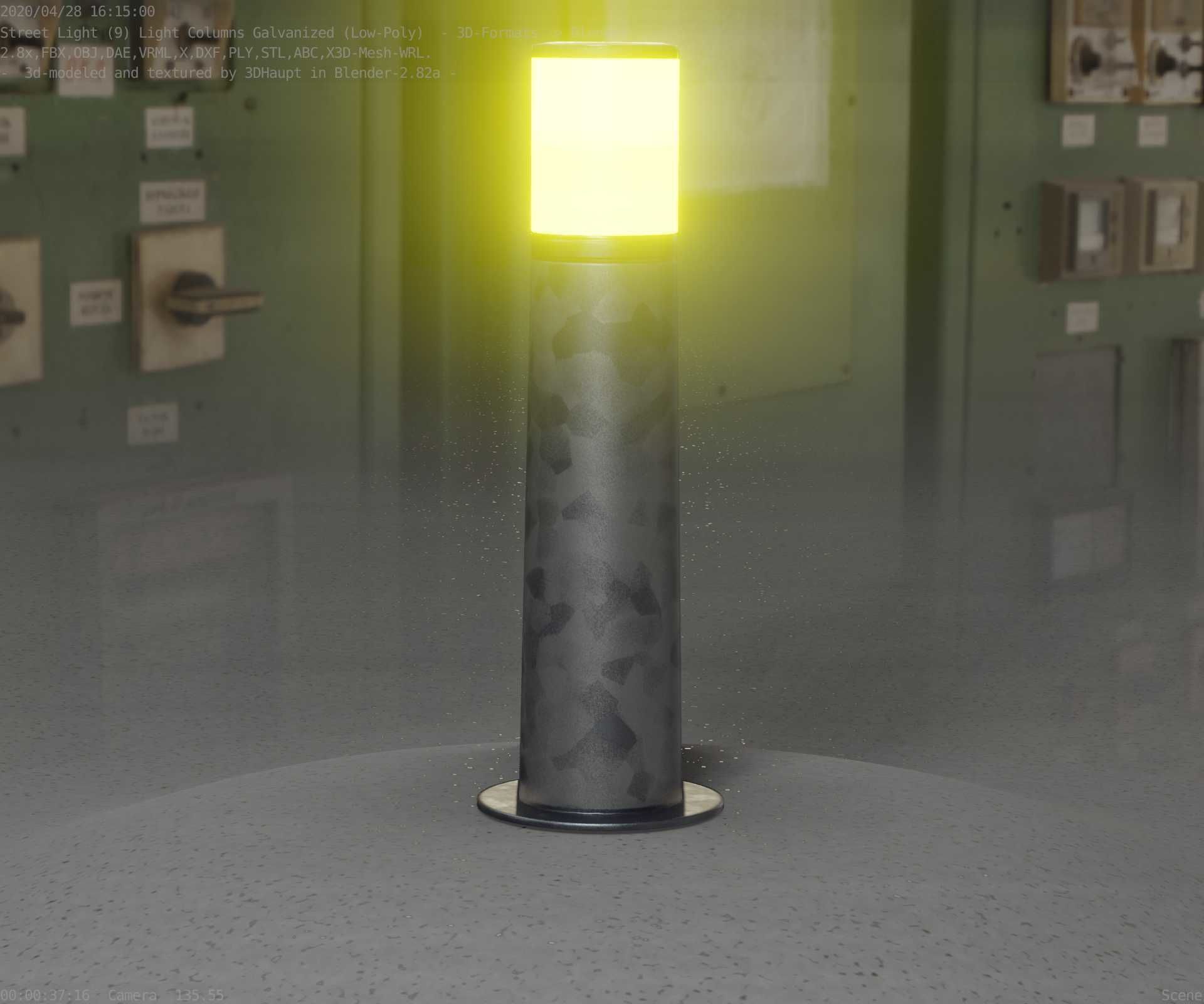 Galvanized Light-Column -10- Street-Light 9 Low-poly 3D model_6