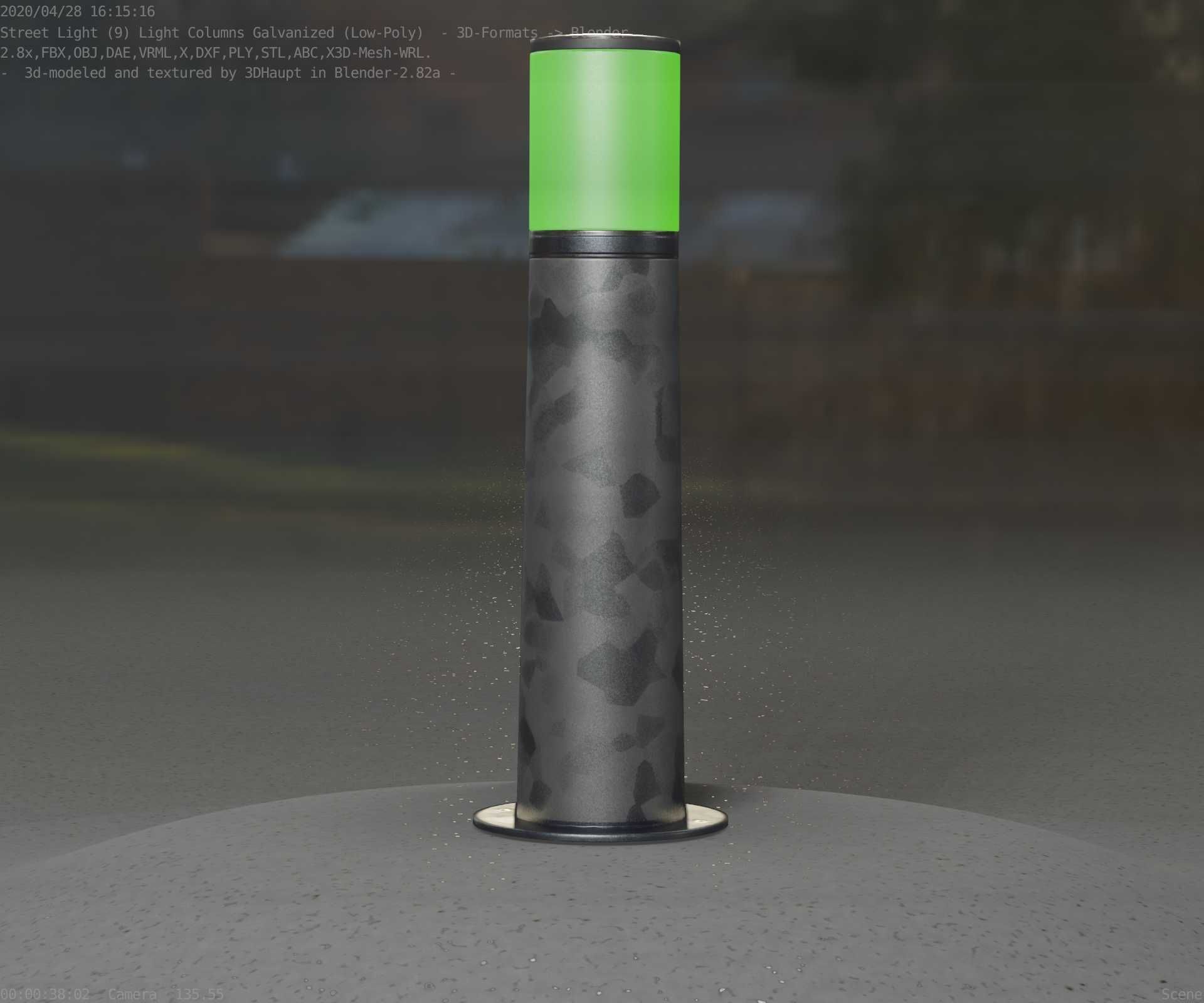 Galvanized Light-Column -10- Street-Light 9 Low-poly 3D model_15