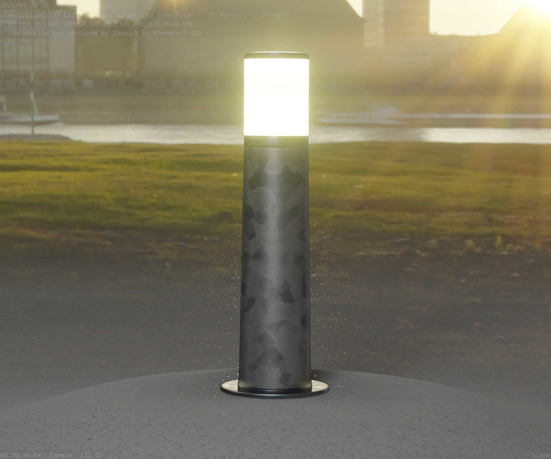 Galvanized Light-Column -10- Street-Light 9 Low-poly 3D model_29
