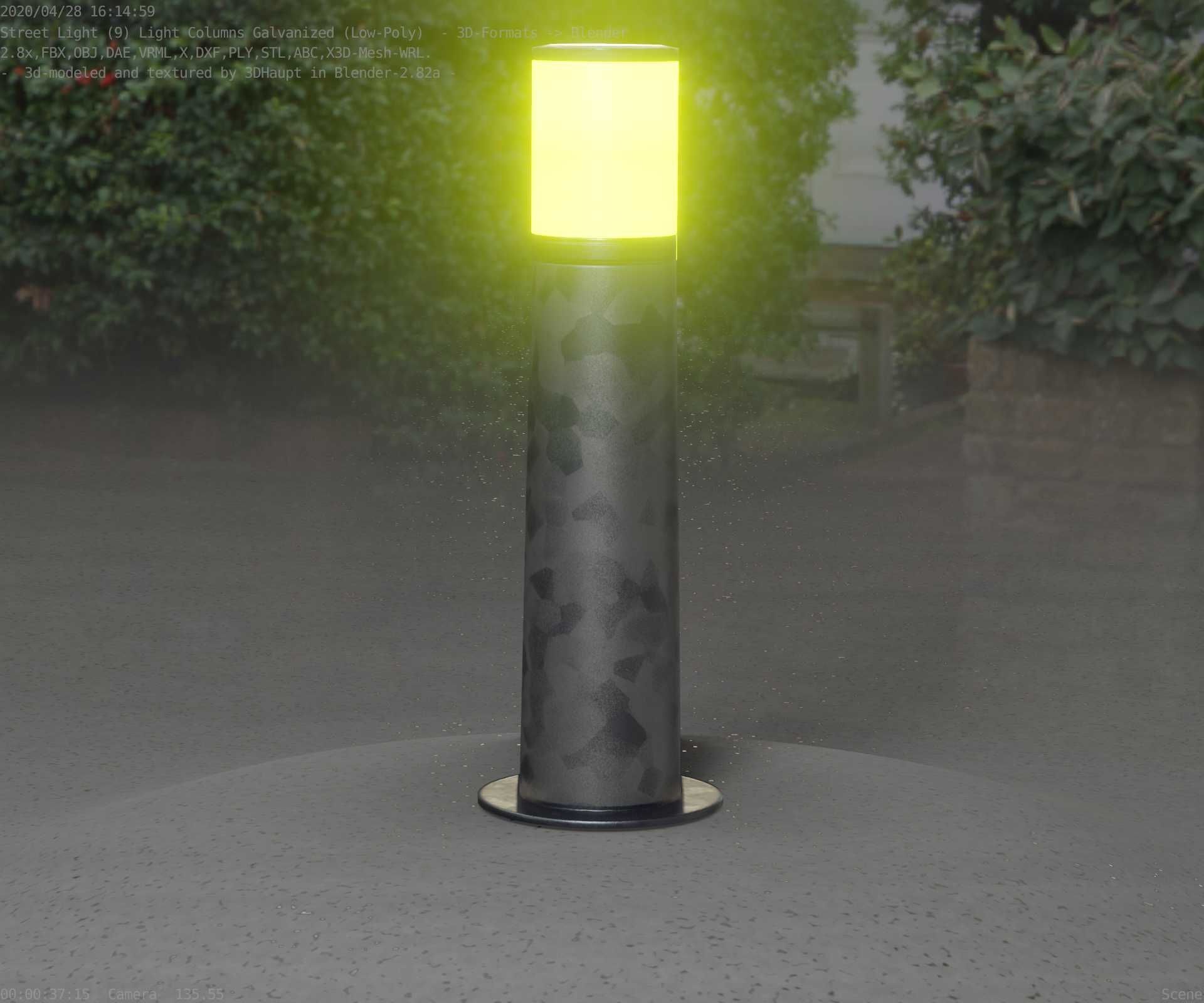 Galvanized Light-Column -10- Street-Light 9 Low-poly 3D model_5