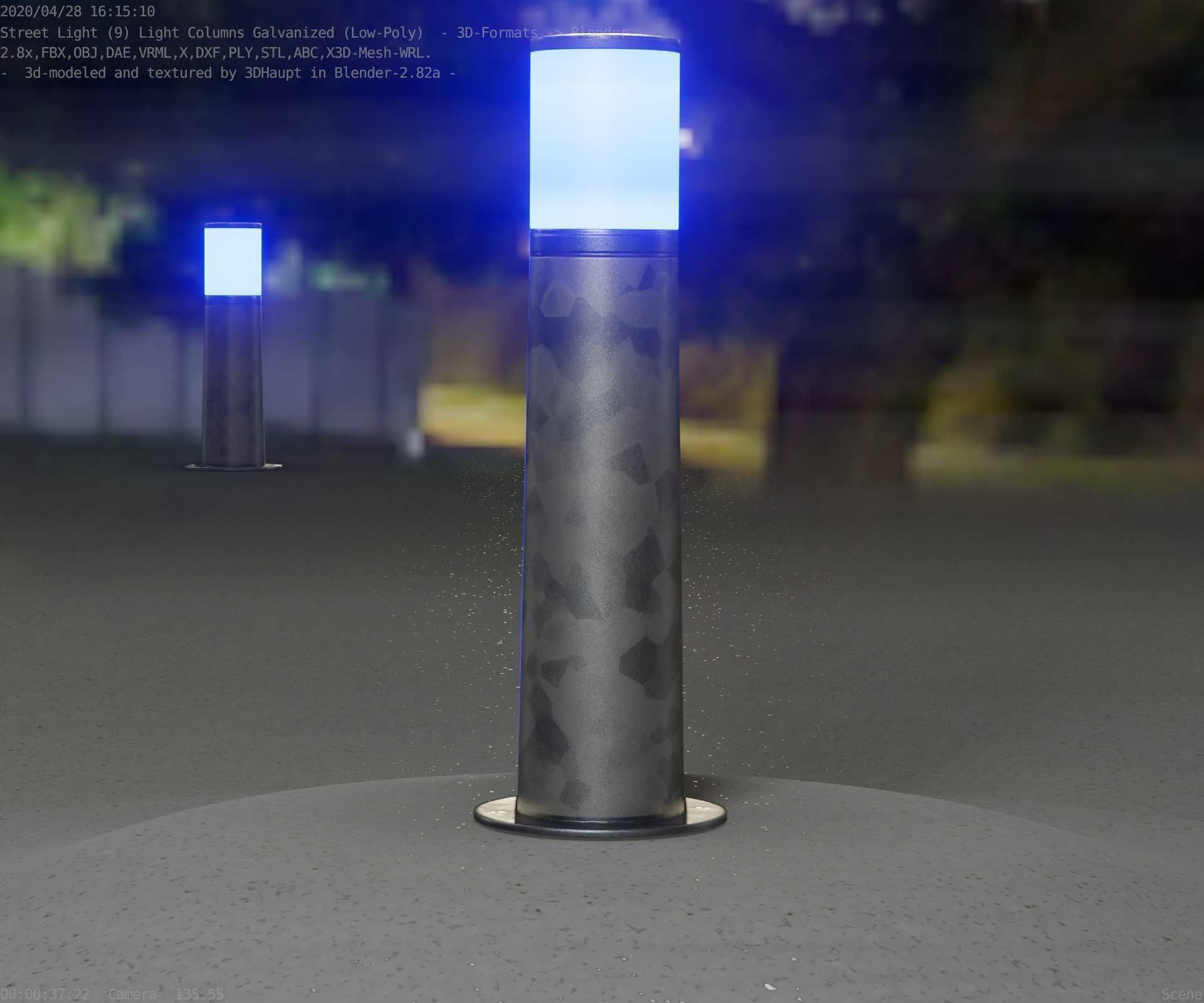 Galvanized Light-Column -10- Street-Light 9 Low-poly 3D model_11
