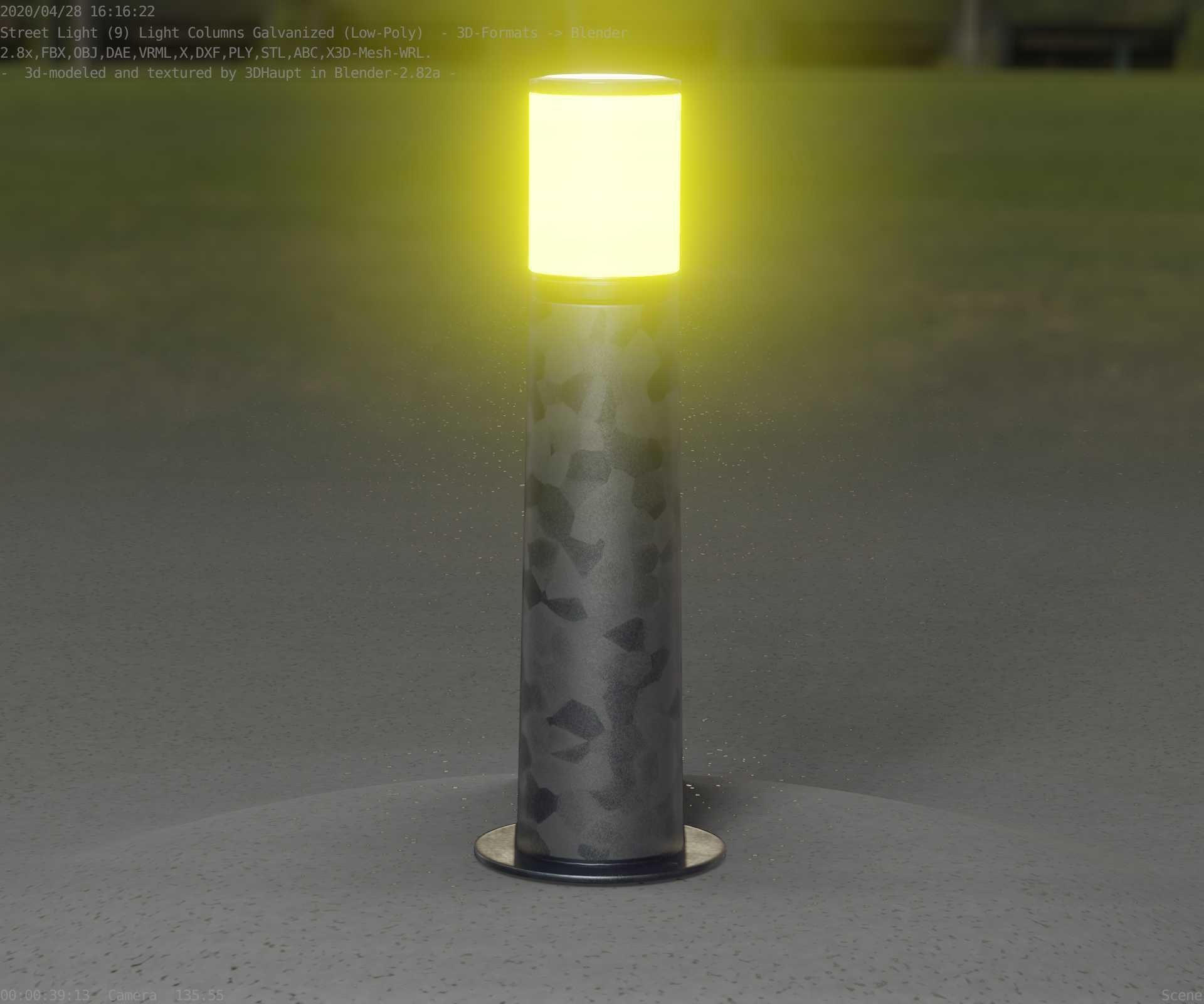 Galvanized Light-Column -10- Street-Light 9 Low-poly 3D model_64