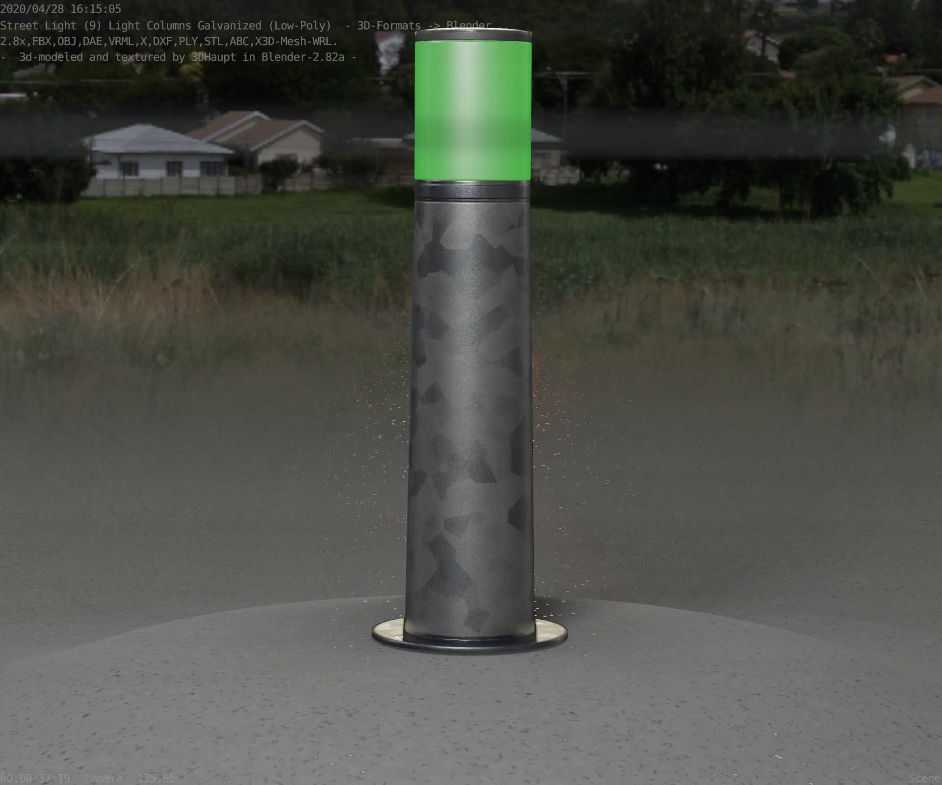 Galvanized Light-Column -10- Street-Light 9 Low-poly 3D model_8