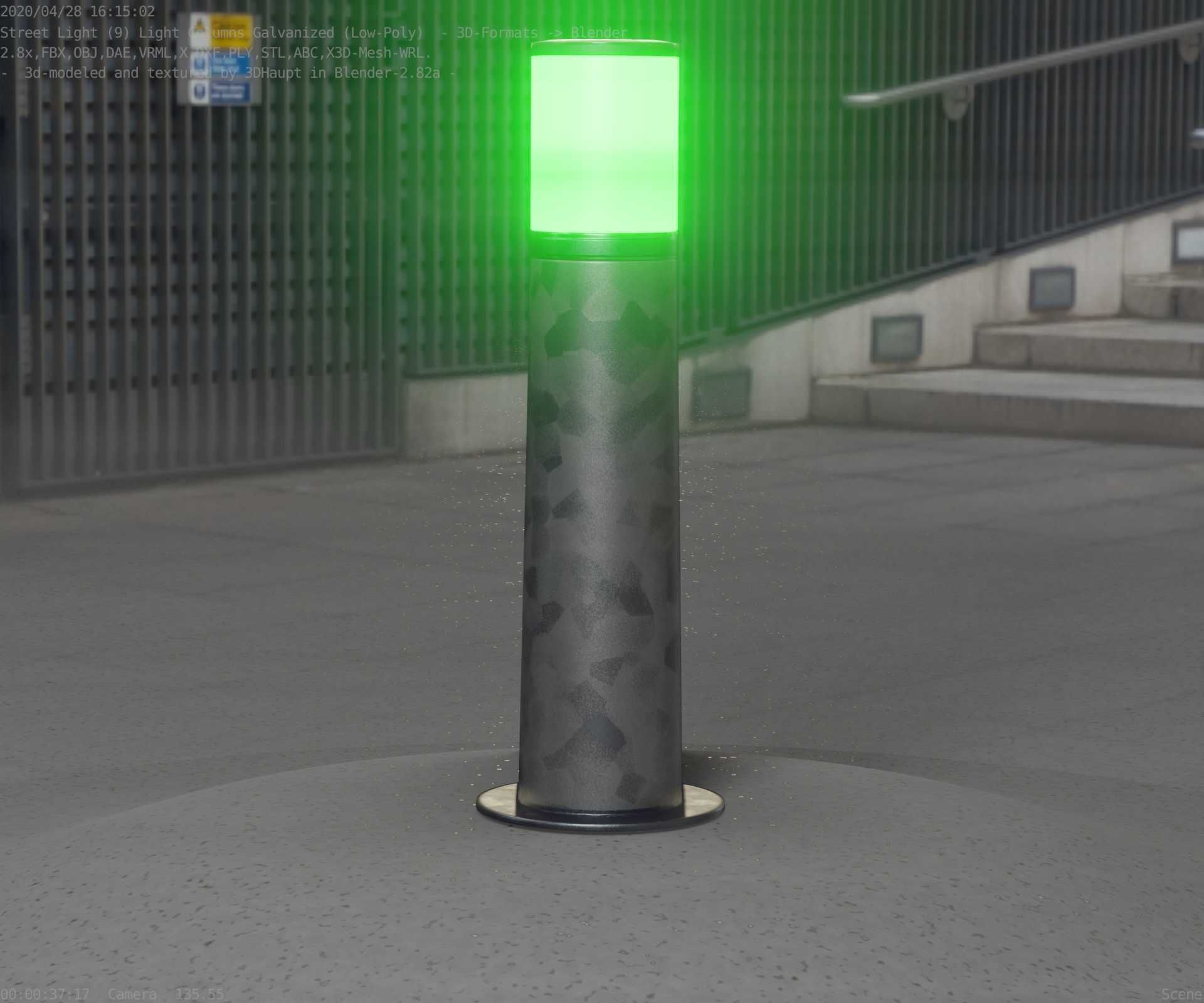 Galvanized Light-Column -10- Street-Light 9 Low-poly 3D model_7
