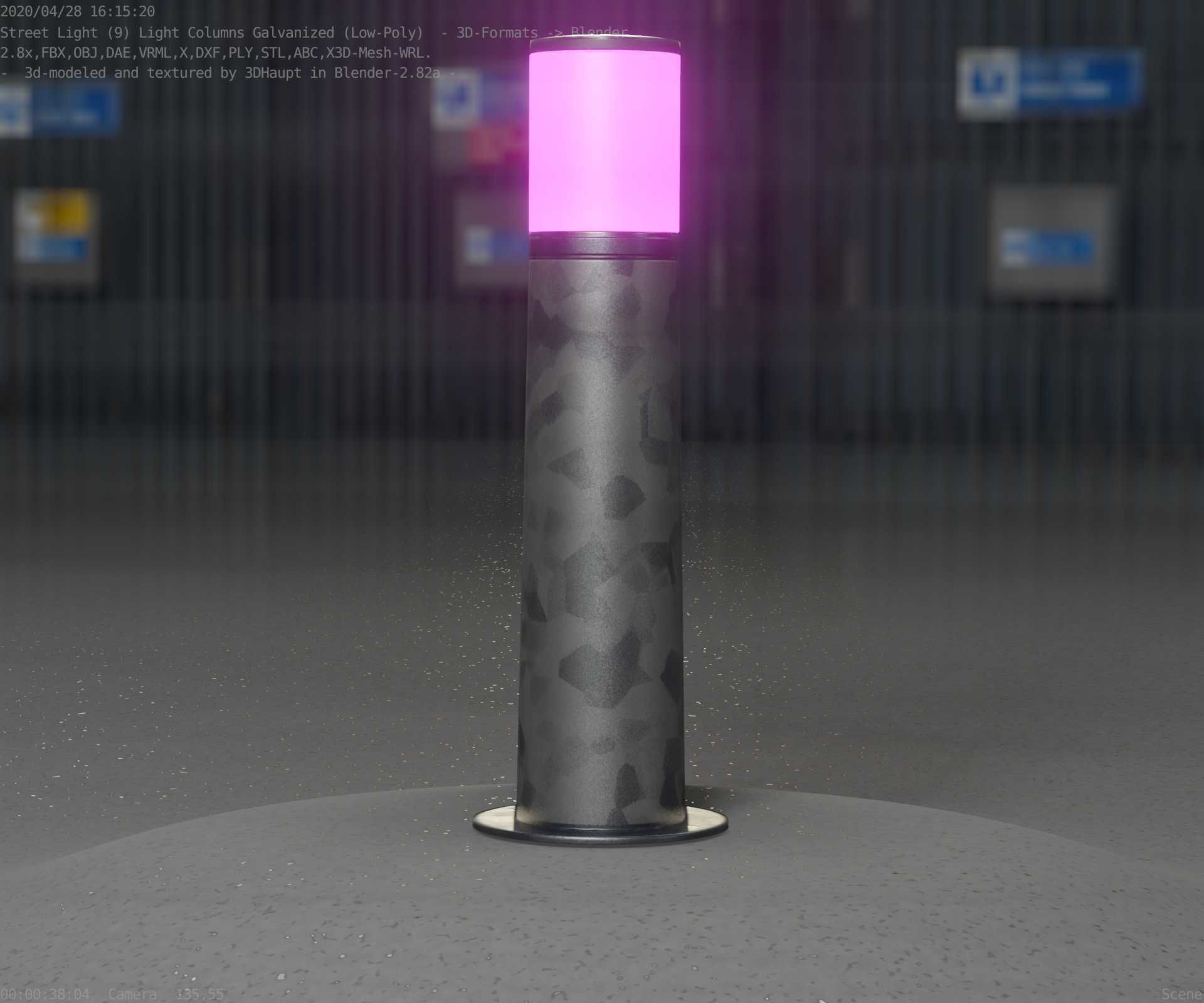 Galvanized Light-Column -10- Street-Light 9 Low-poly 3D model_17