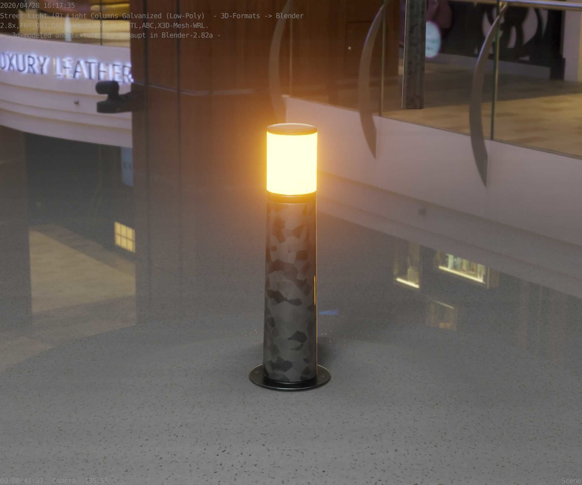 Galvanized Light-Column -10- Street-Light 9 Low-poly 3D model_91