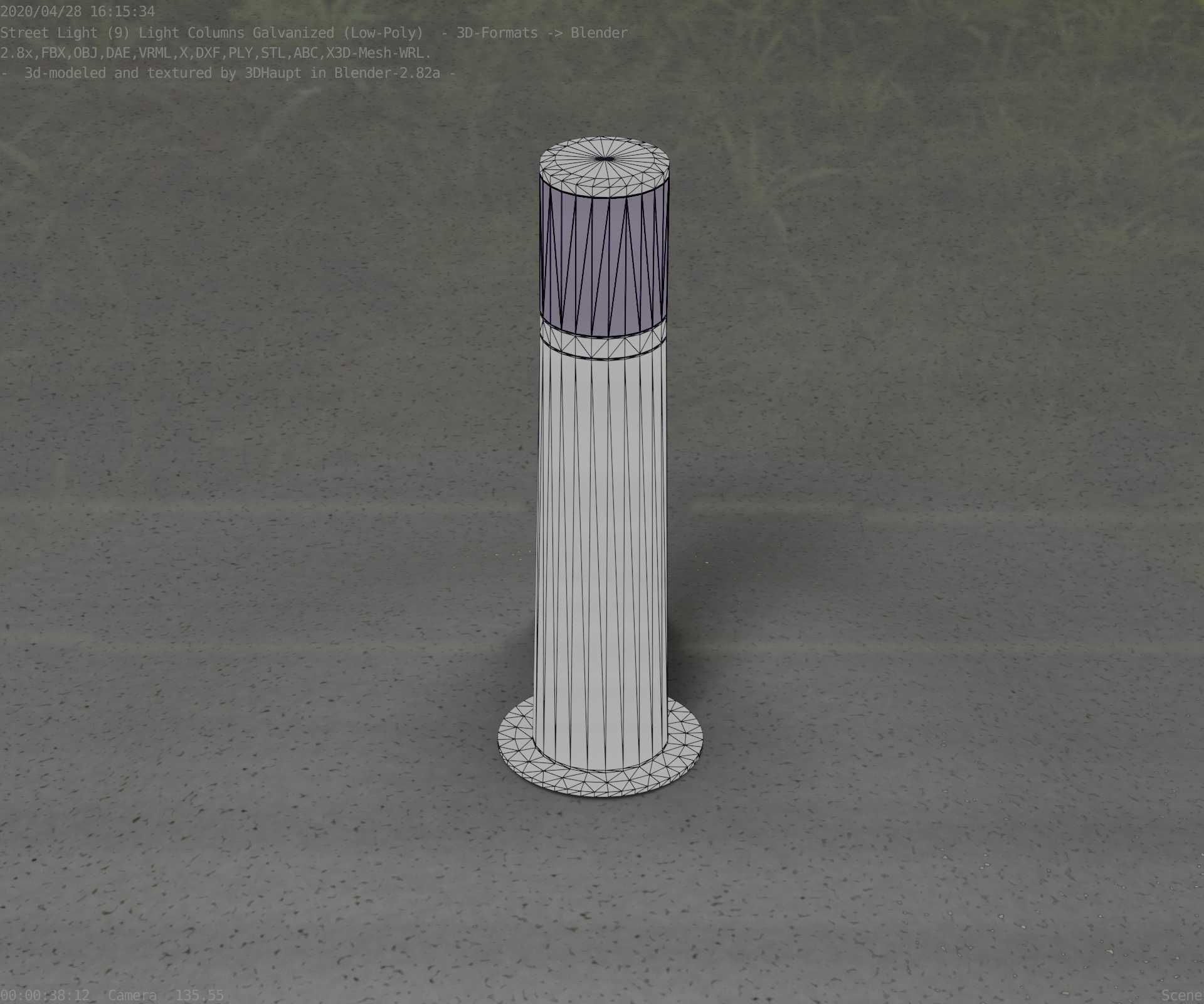 Galvanized Light-Column -10- Street-Light 9 Low-poly 3D model_1