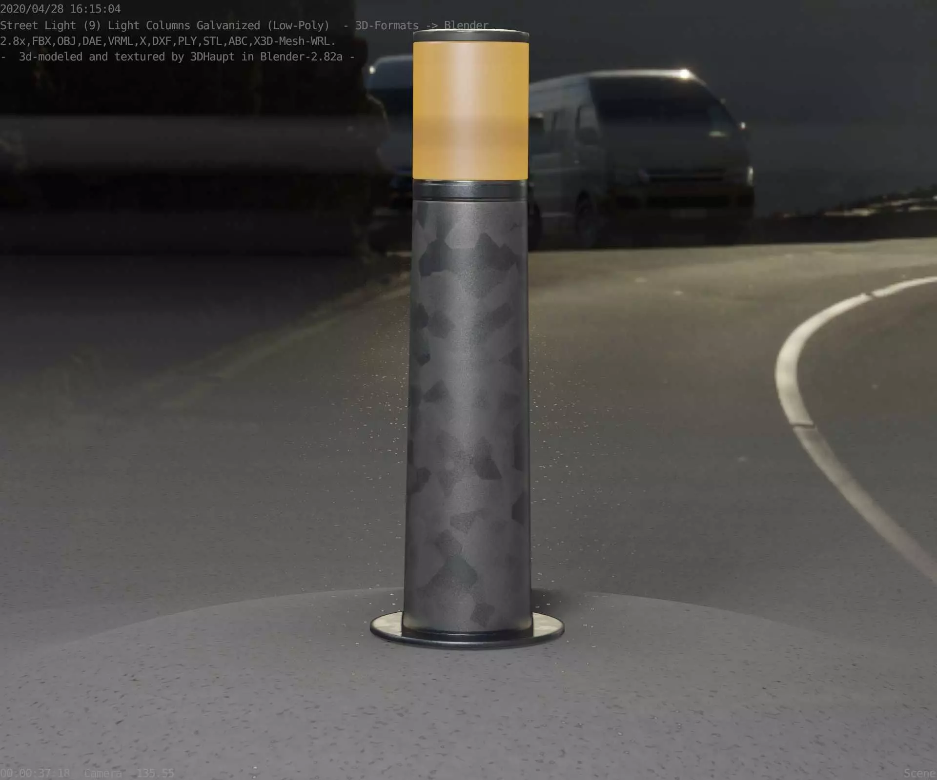 Galvanized Light-Column -10- Street-Light 9 Low-poly 3D model_0