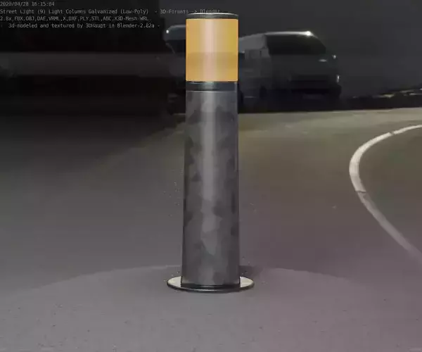 Galvanized Light-Column -10- Street-Light 9 Low-poly 3D model