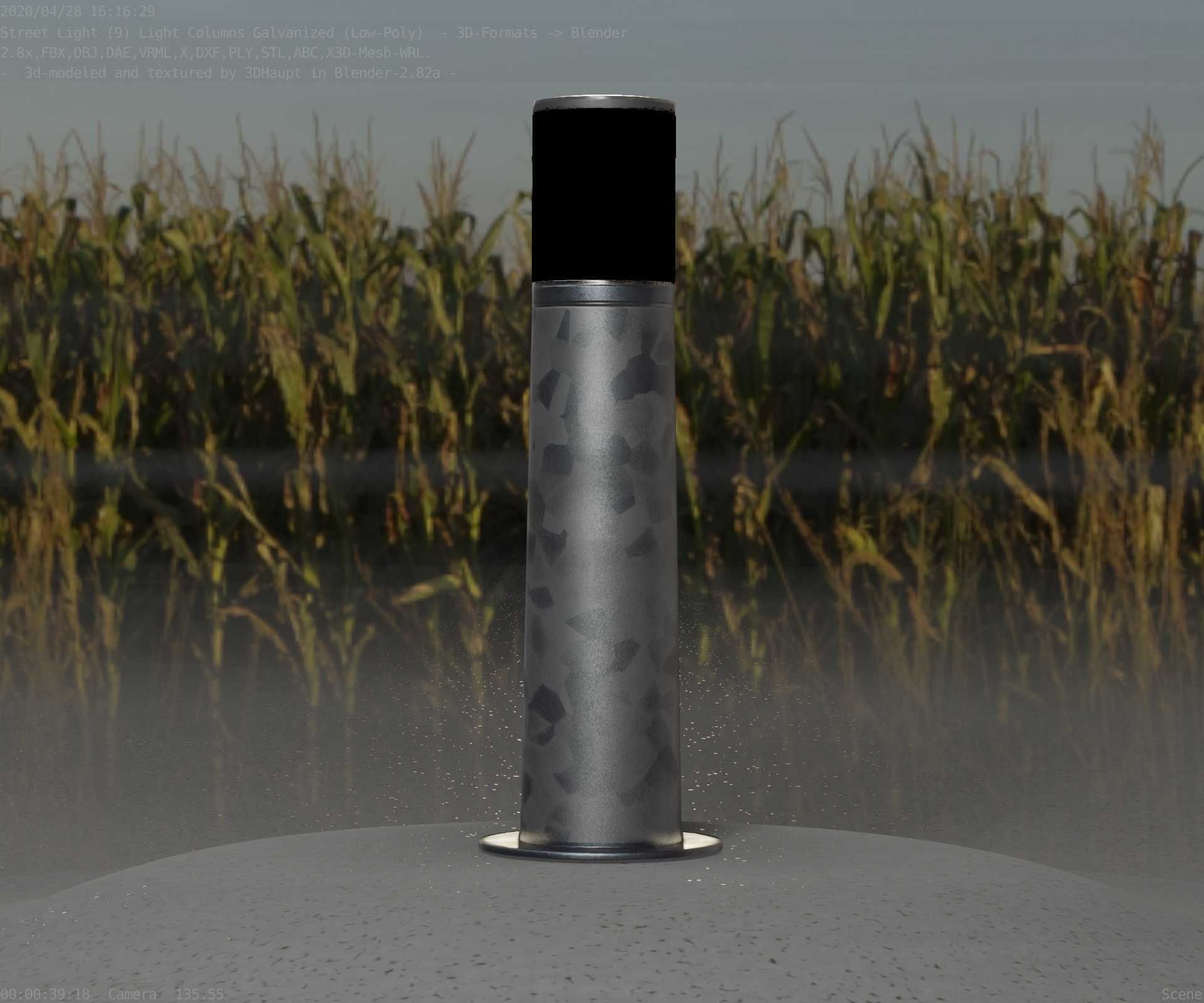 Galvanized Light-Column -10- Street-Light 9 Low-poly 3D model_69