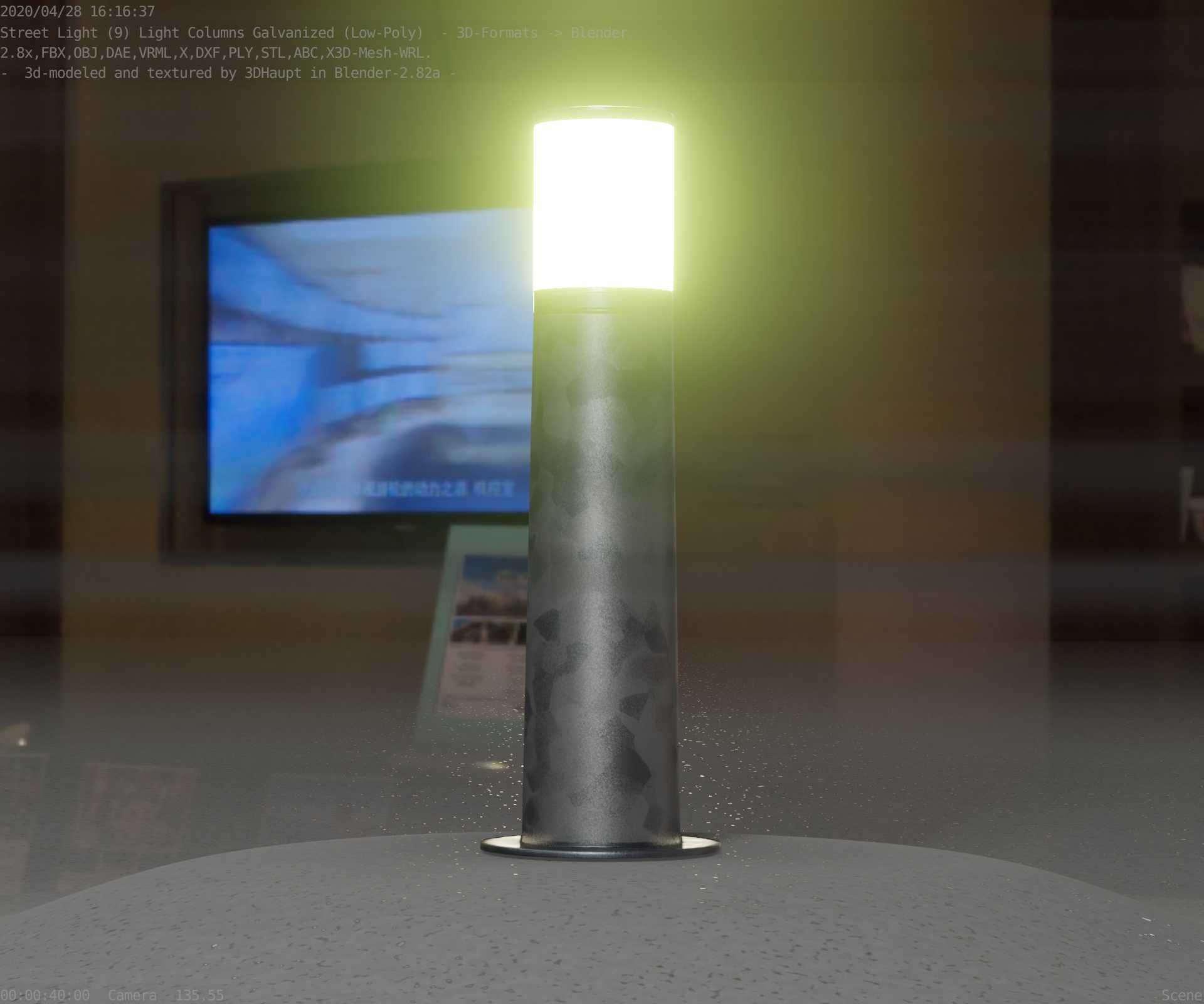 Galvanized Light-Column -10- Street-Light 9 Low-poly 3D model_25