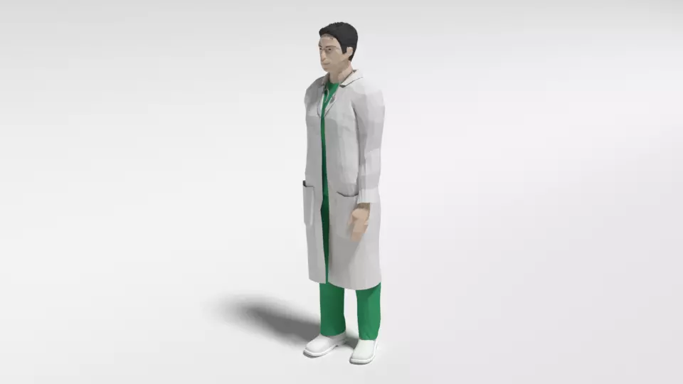 Low Poly Man Doctor Low-poly 3D model