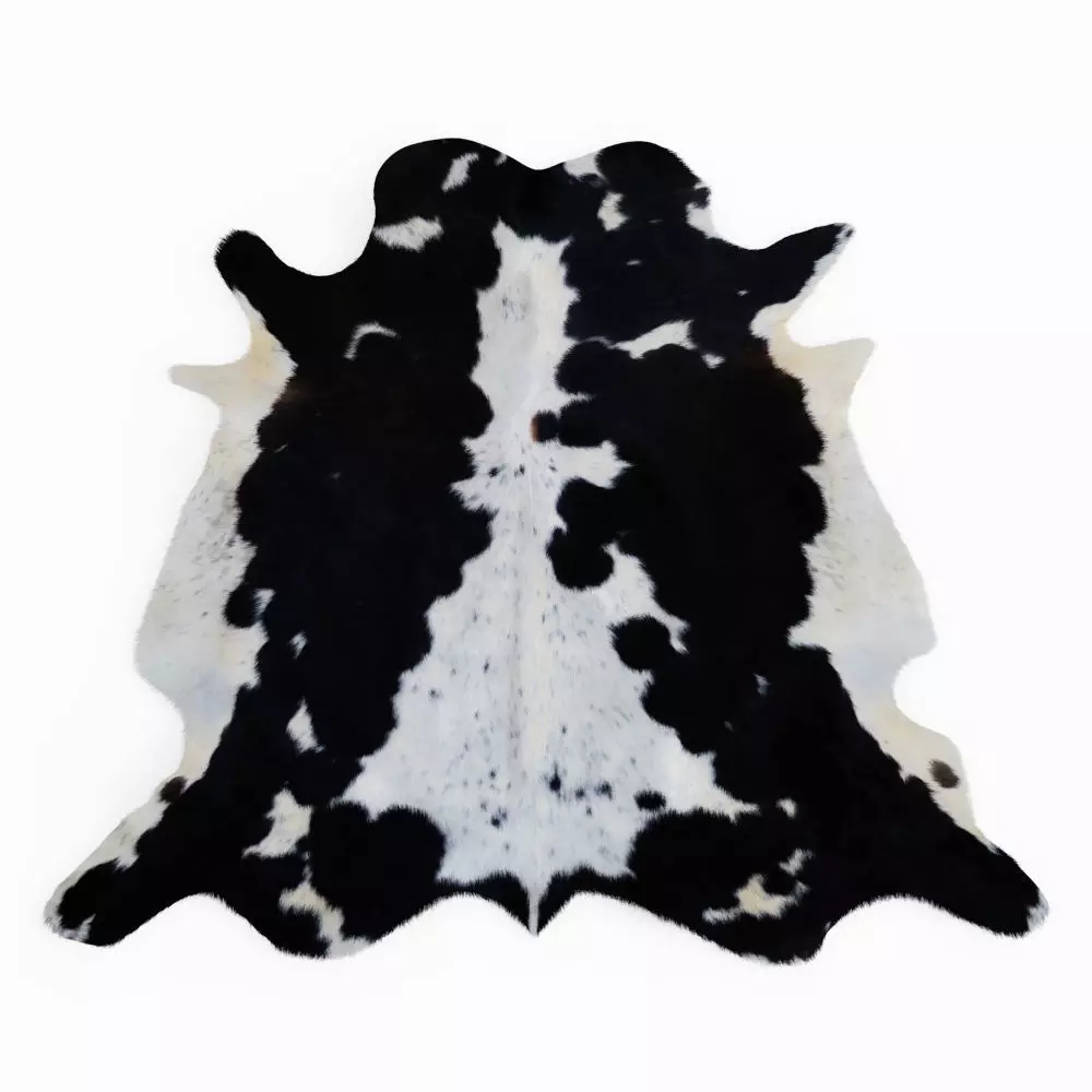 Cowhide Black and White Spotted Rug 3D model_0