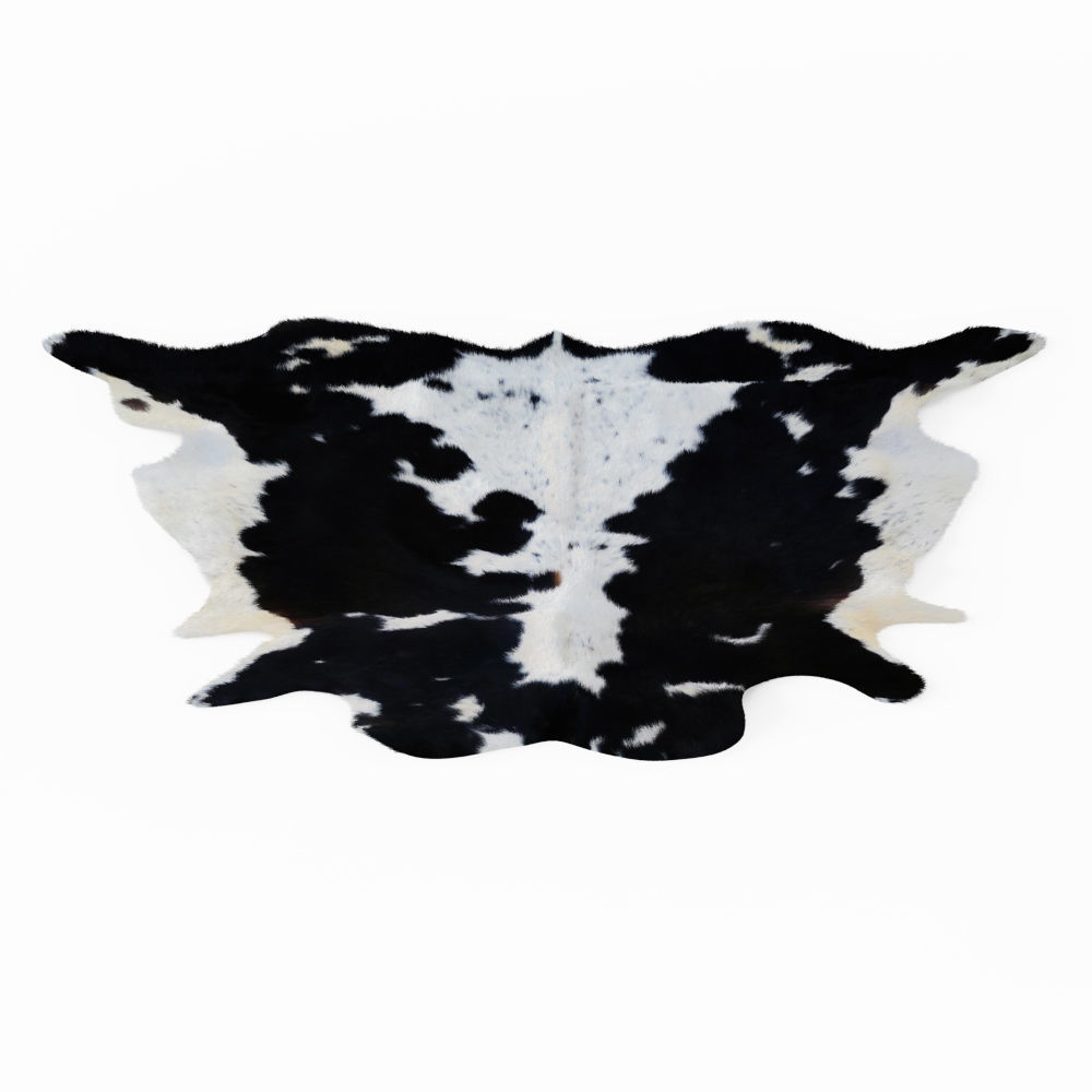 Cowhide Black and White Spotted Rug 3D model_1