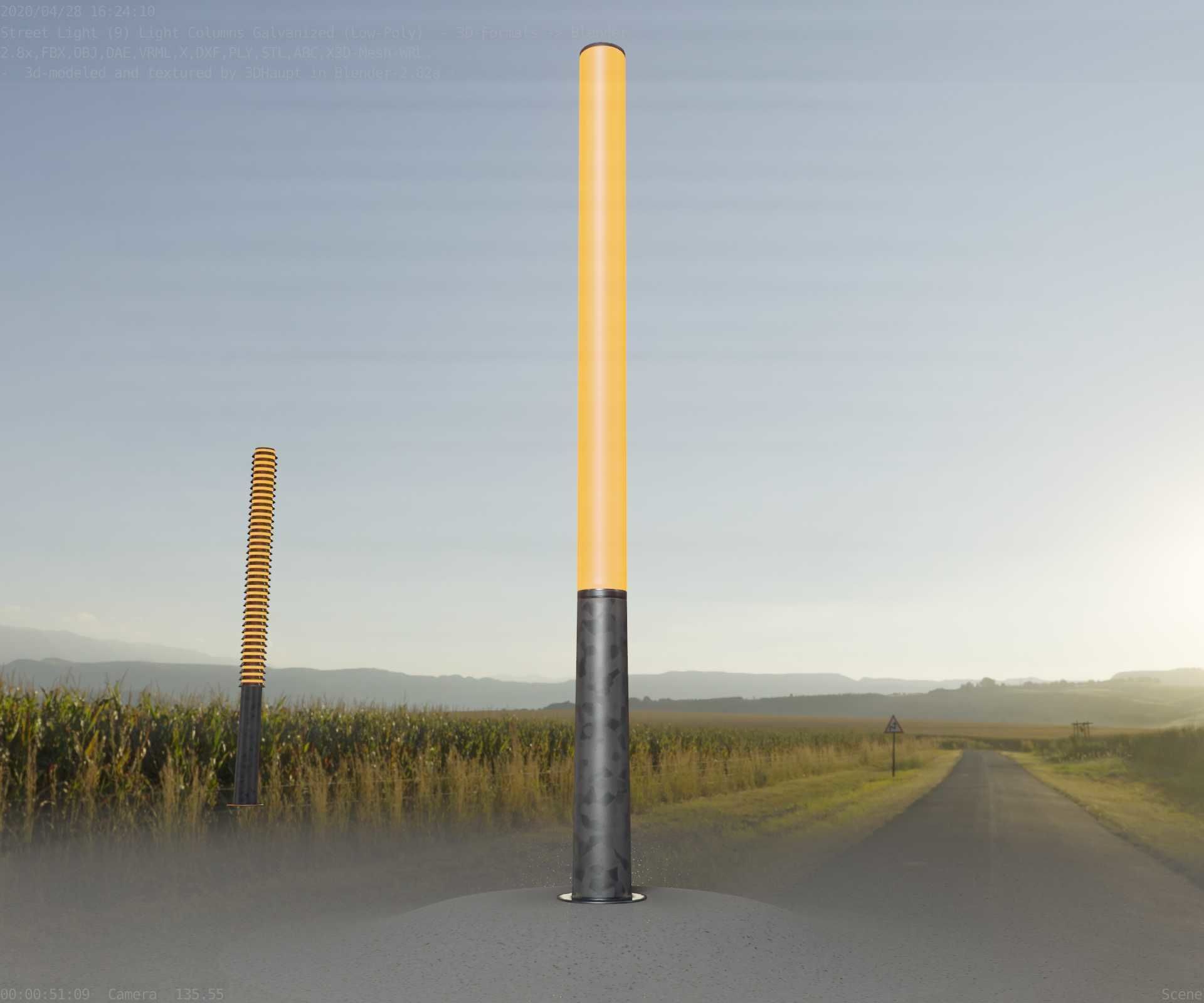 Galvanized Light-Column -13- Street-Light 9 Low-poly 3D model_62