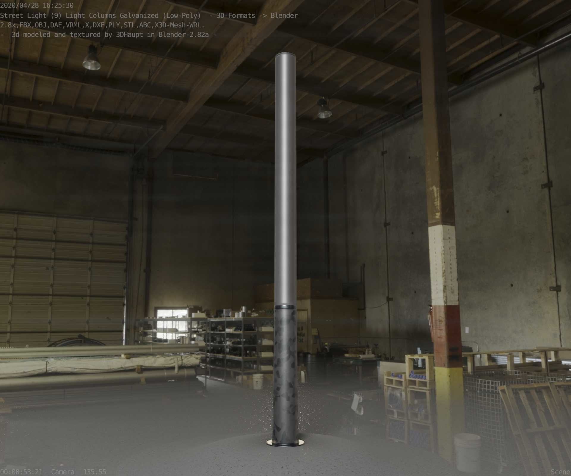 Galvanized Light-Column -13- Street-Light 9 Low-poly 3D model_25