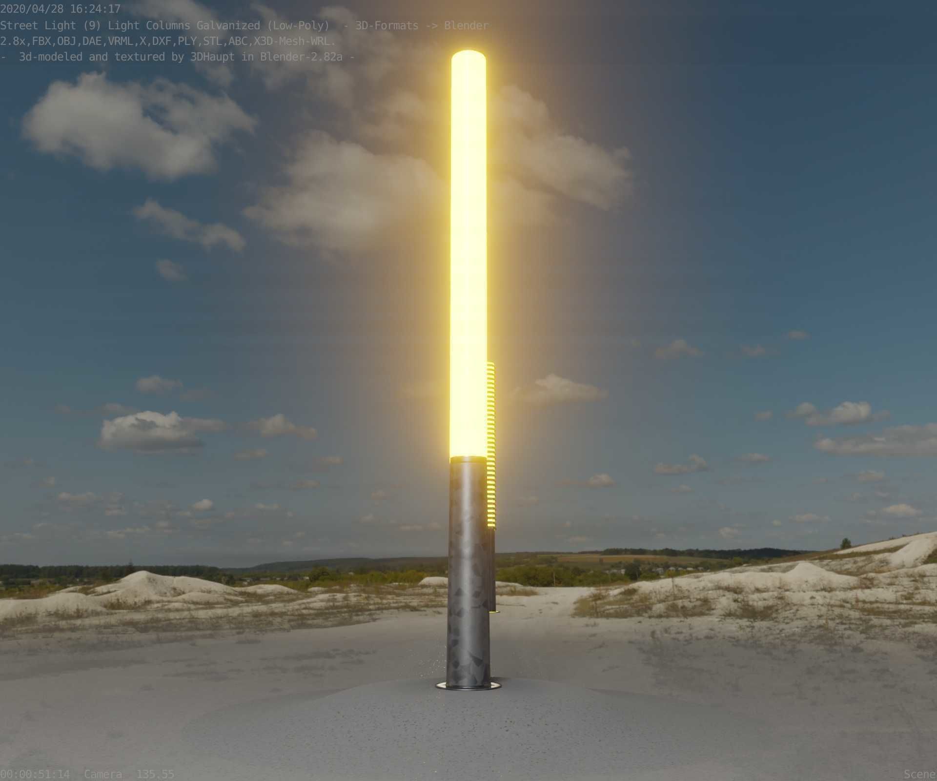 Galvanized Light-Column -13- Street-Light 9 Low-poly 3D model_4