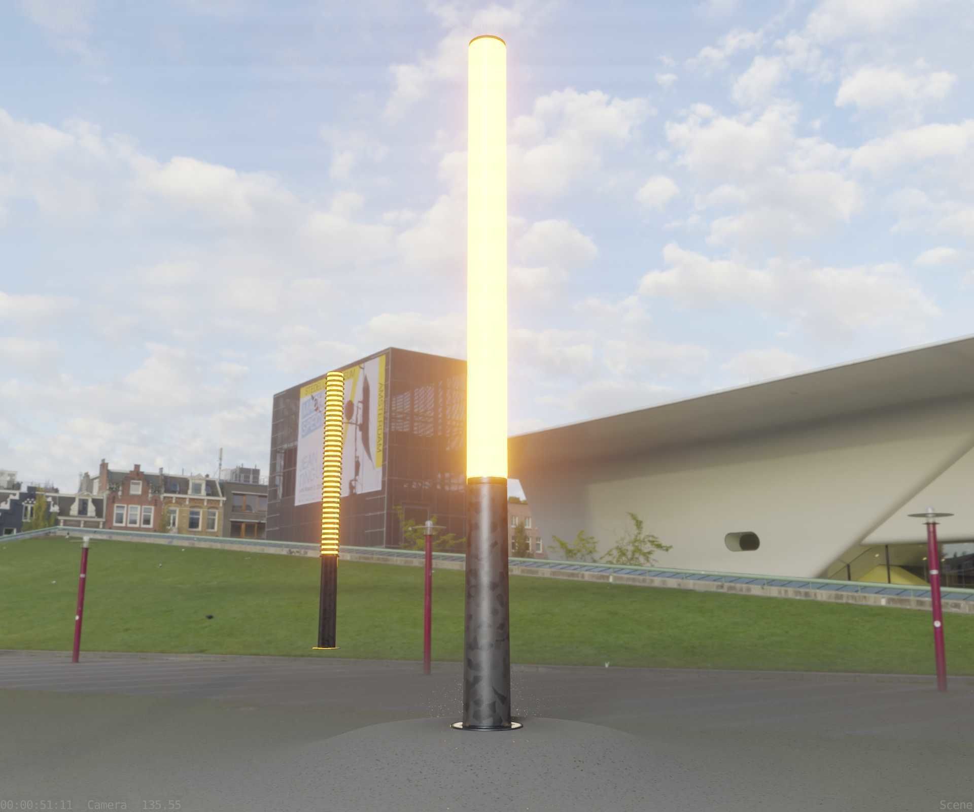 Galvanized Light-Column -13- Street-Light 9 Low-poly 3D model_1