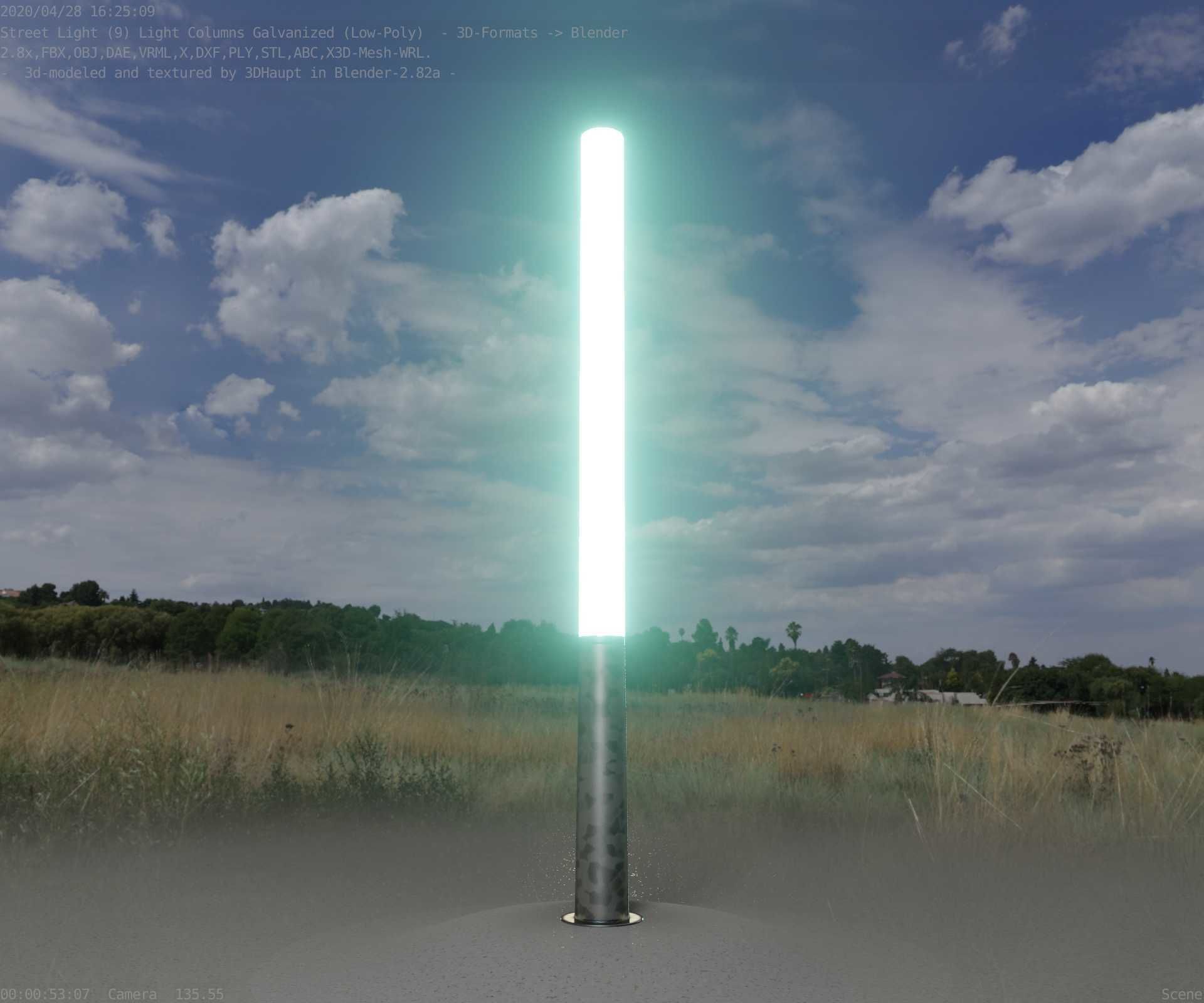 Galvanized Light-Column -13- Street-Light 9 Low-poly 3D model_11