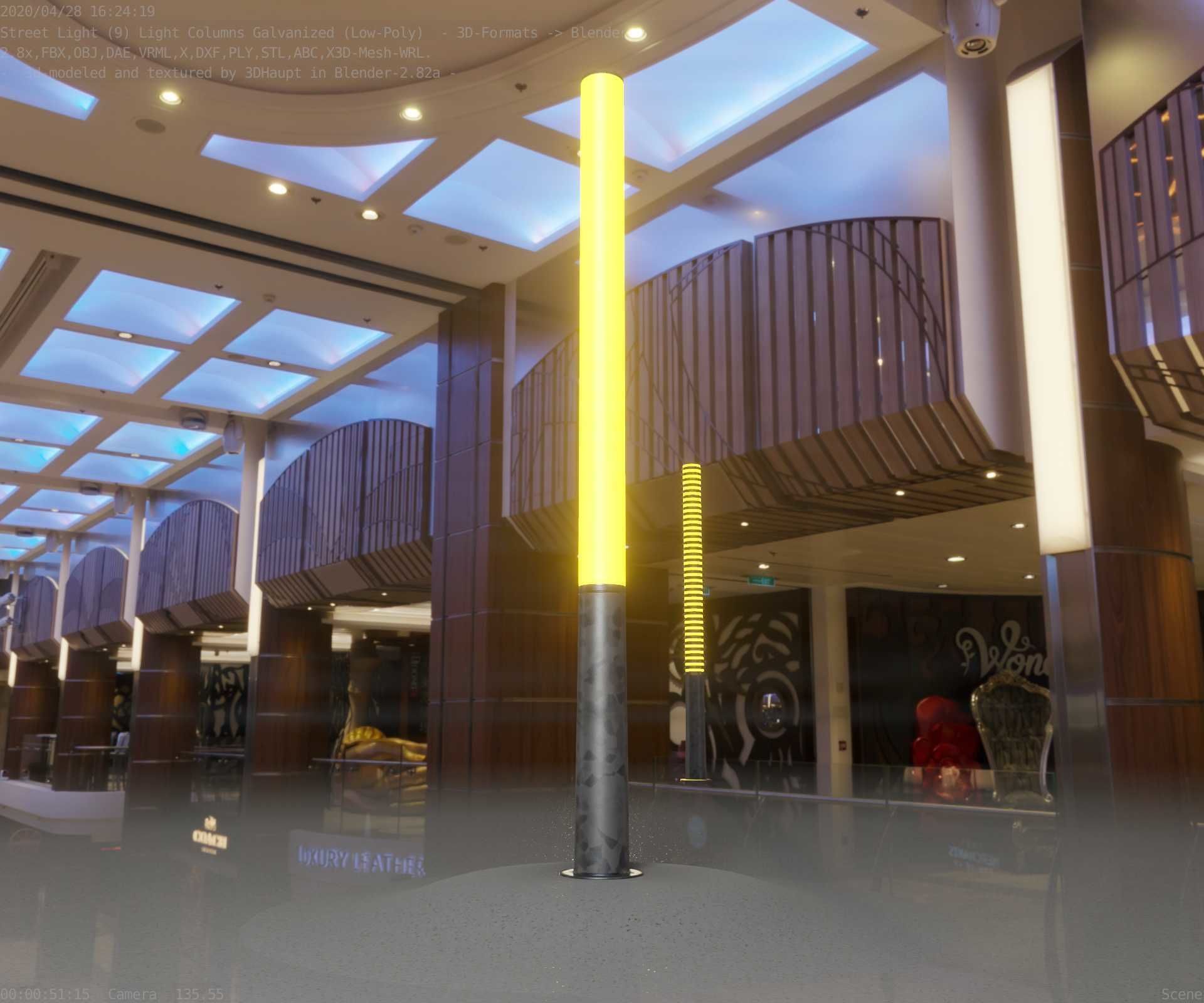 Galvanized Light-Column -13- Street-Light 9 Low-poly 3D model_5