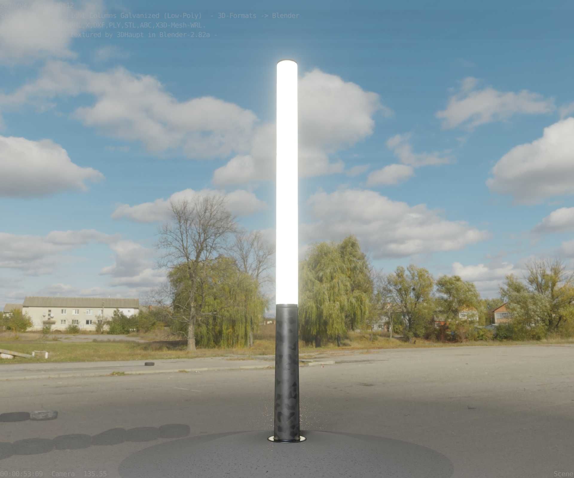 Galvanized Light-Column -13- Street-Light 9 Low-poly 3D model_13