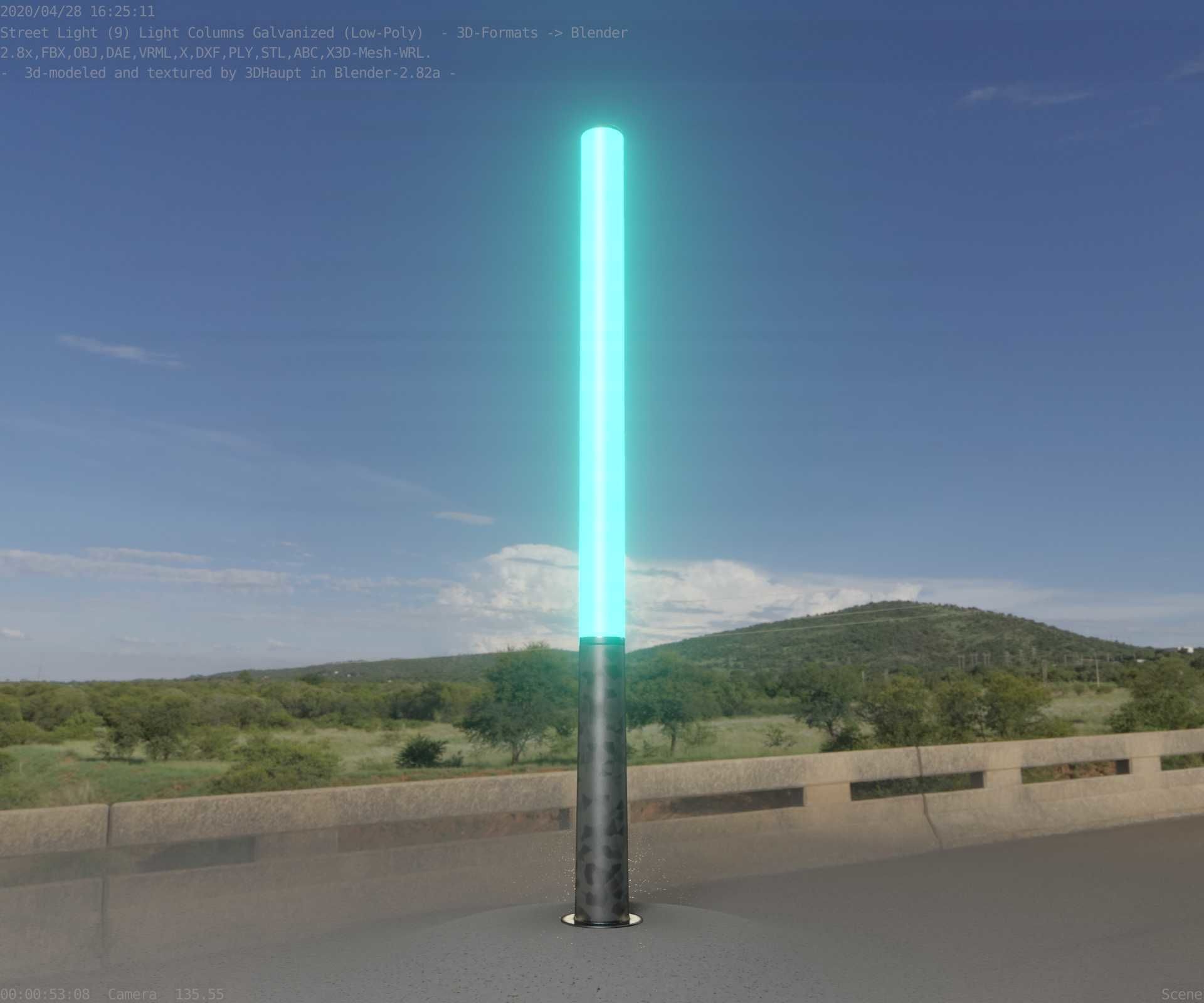 Galvanized Light-Column -13- Street-Light 9 Low-poly 3D model_12
