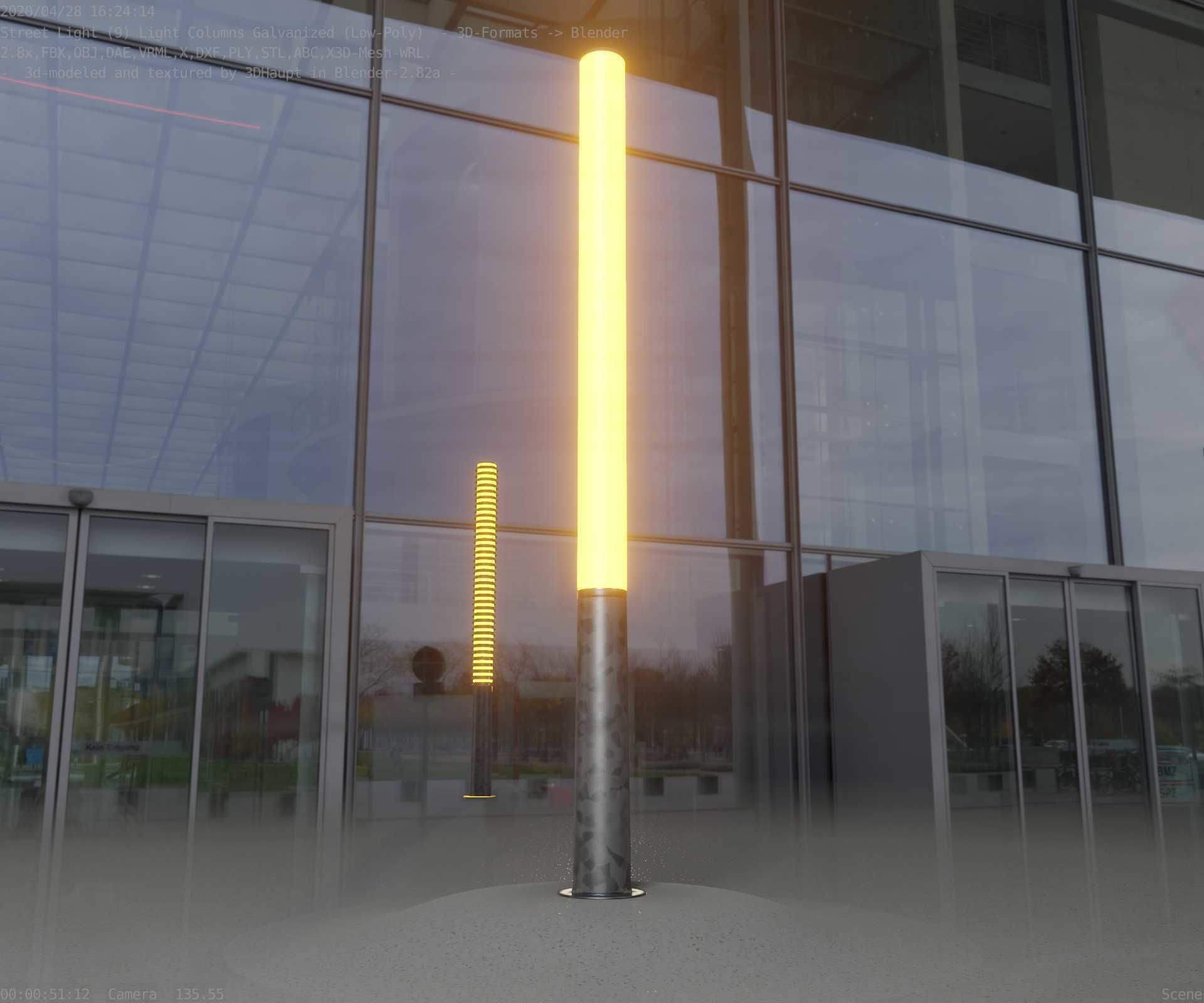 Galvanized Light-Column -13- Street-Light 9 Low-poly 3D model_2