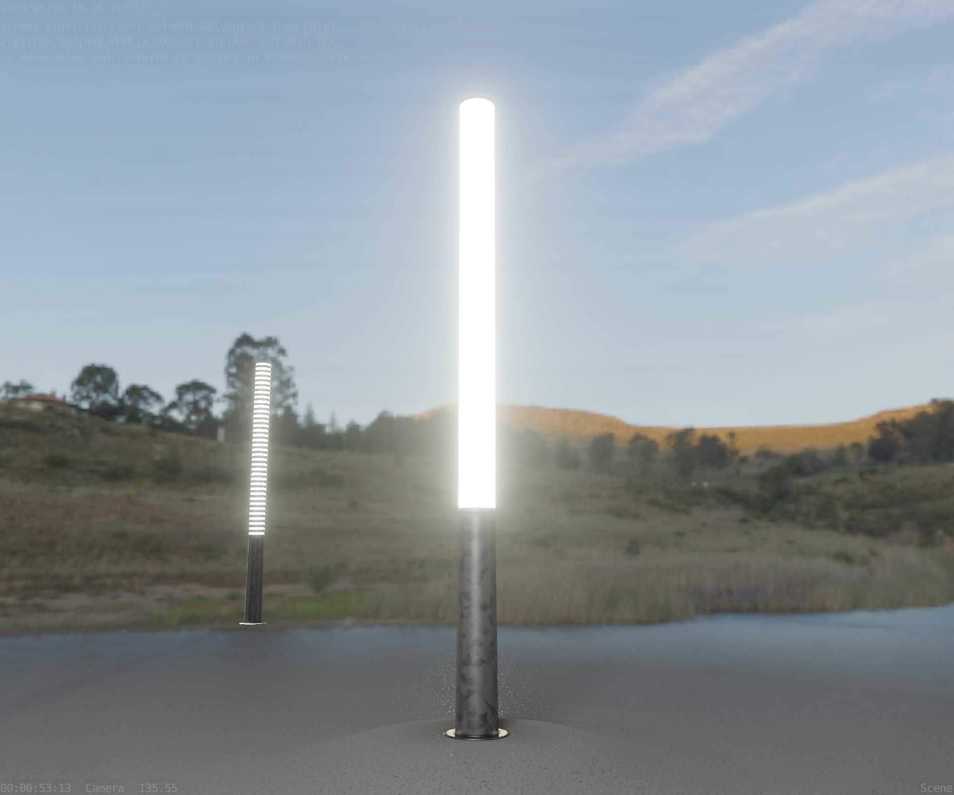 Galvanized Light-Column -13- Street-Light 9 Low-poly 3D model_17