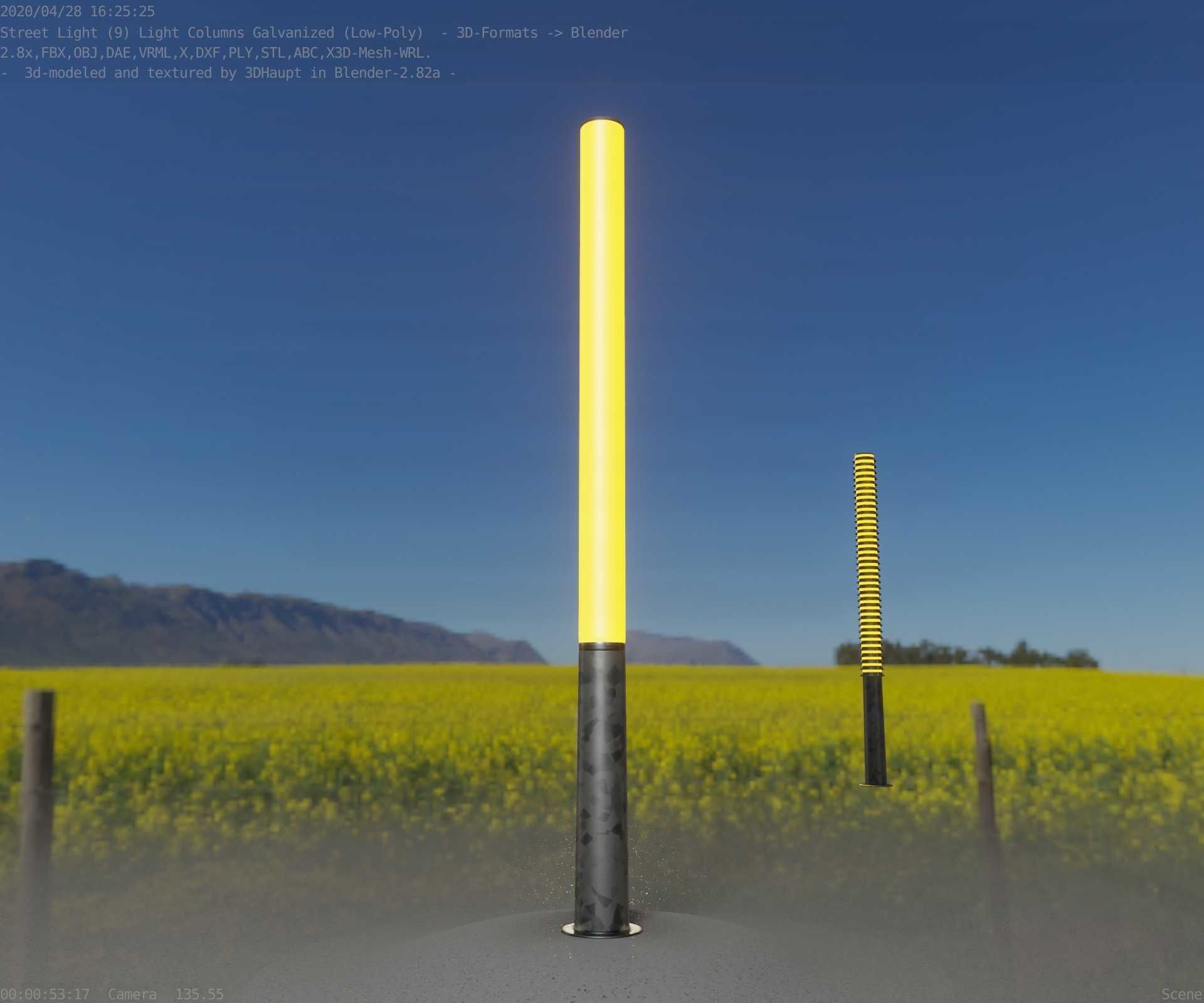 Galvanized Light-Column -13- Street-Light 9 Low-poly 3D model_21