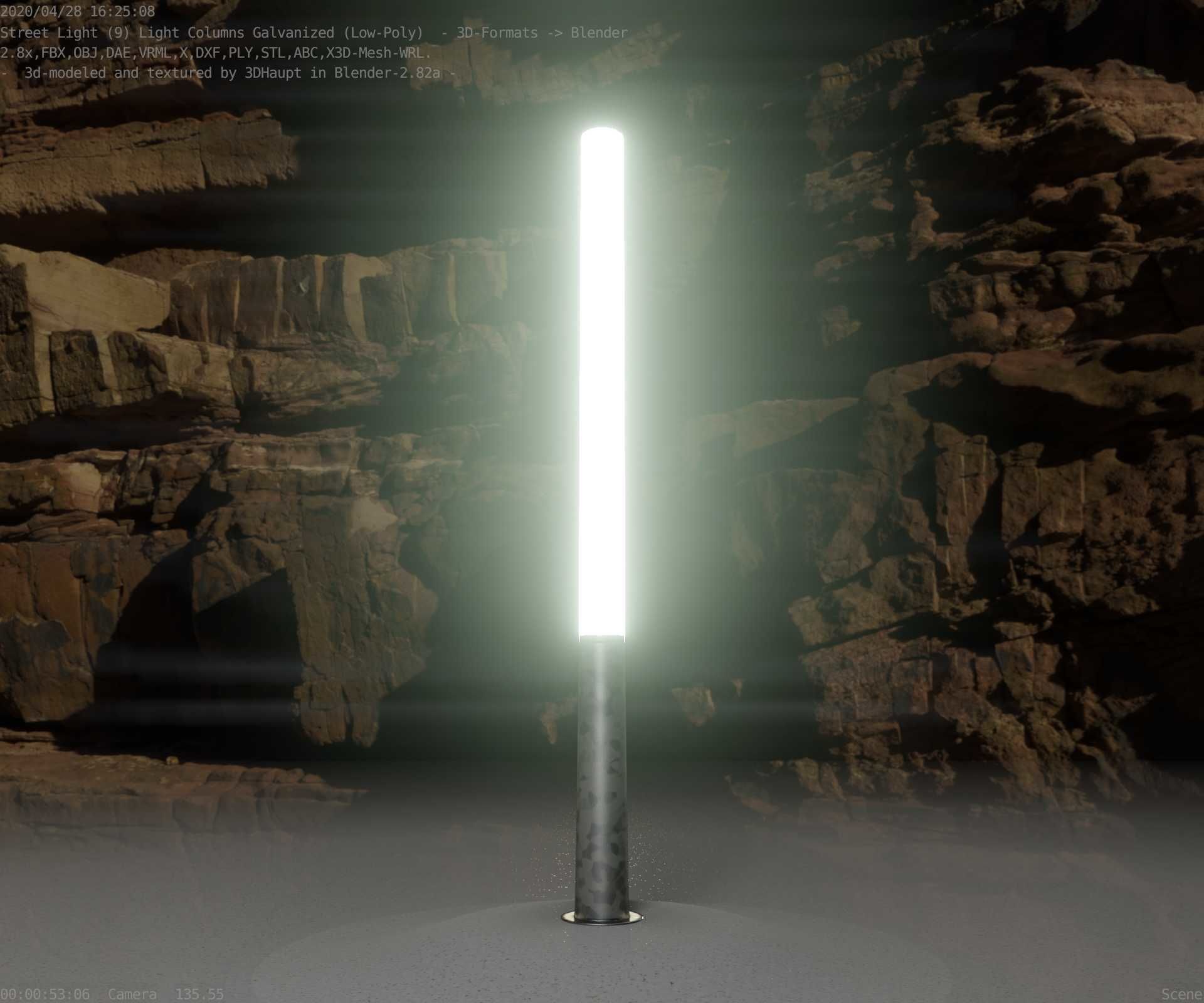 Galvanized Light-Column -13- Street-Light 9 Low-poly 3D model_10