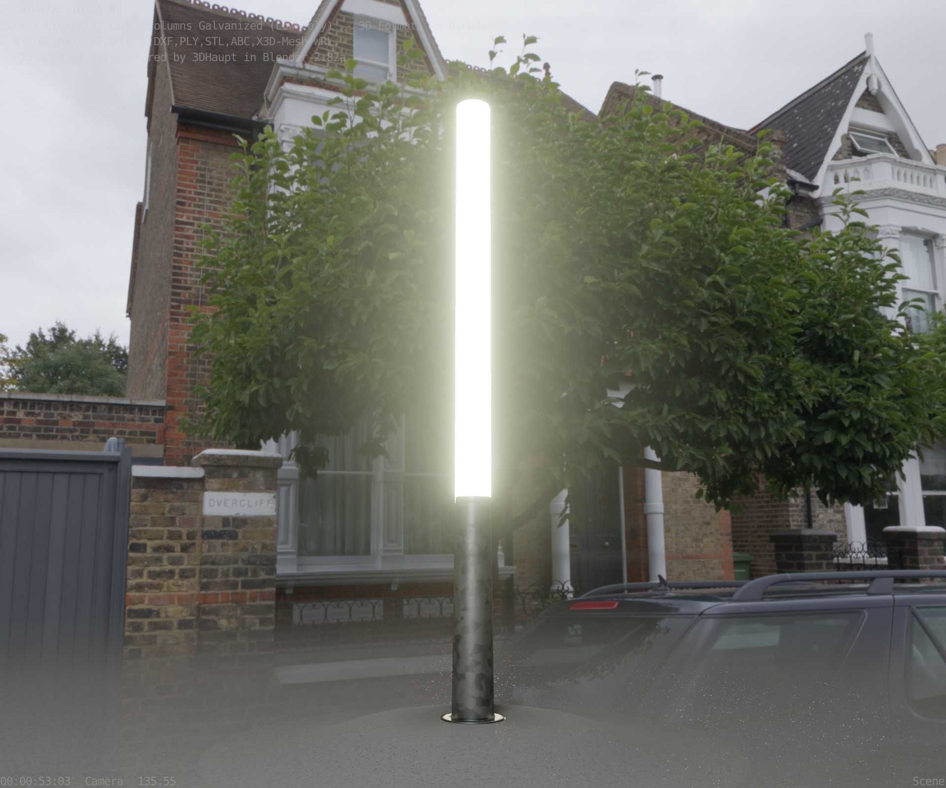 Galvanized Light-Column -13- Street-Light 9 Low-poly 3D model_7
