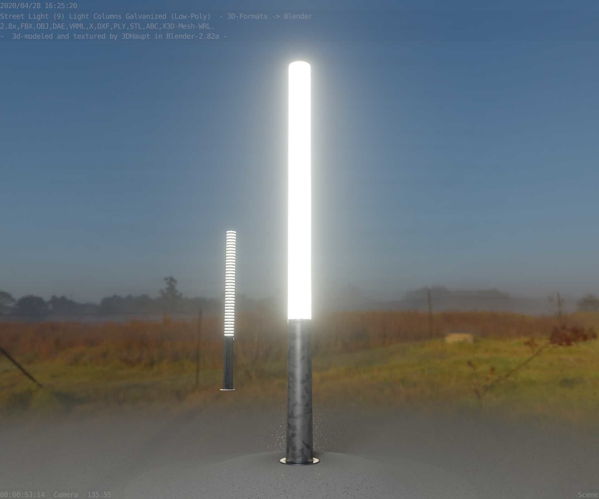Galvanized Light-Column -13- Street-Light 9 Low-poly 3D model_18